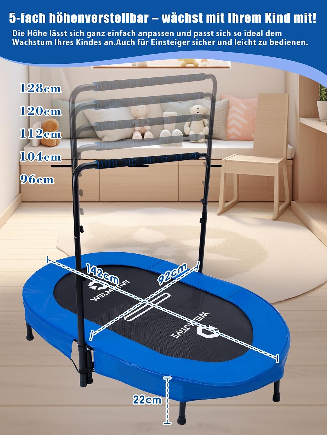Thumbnail 4 de Welmotive Ovales Indoor Trampolin 92×142 cm