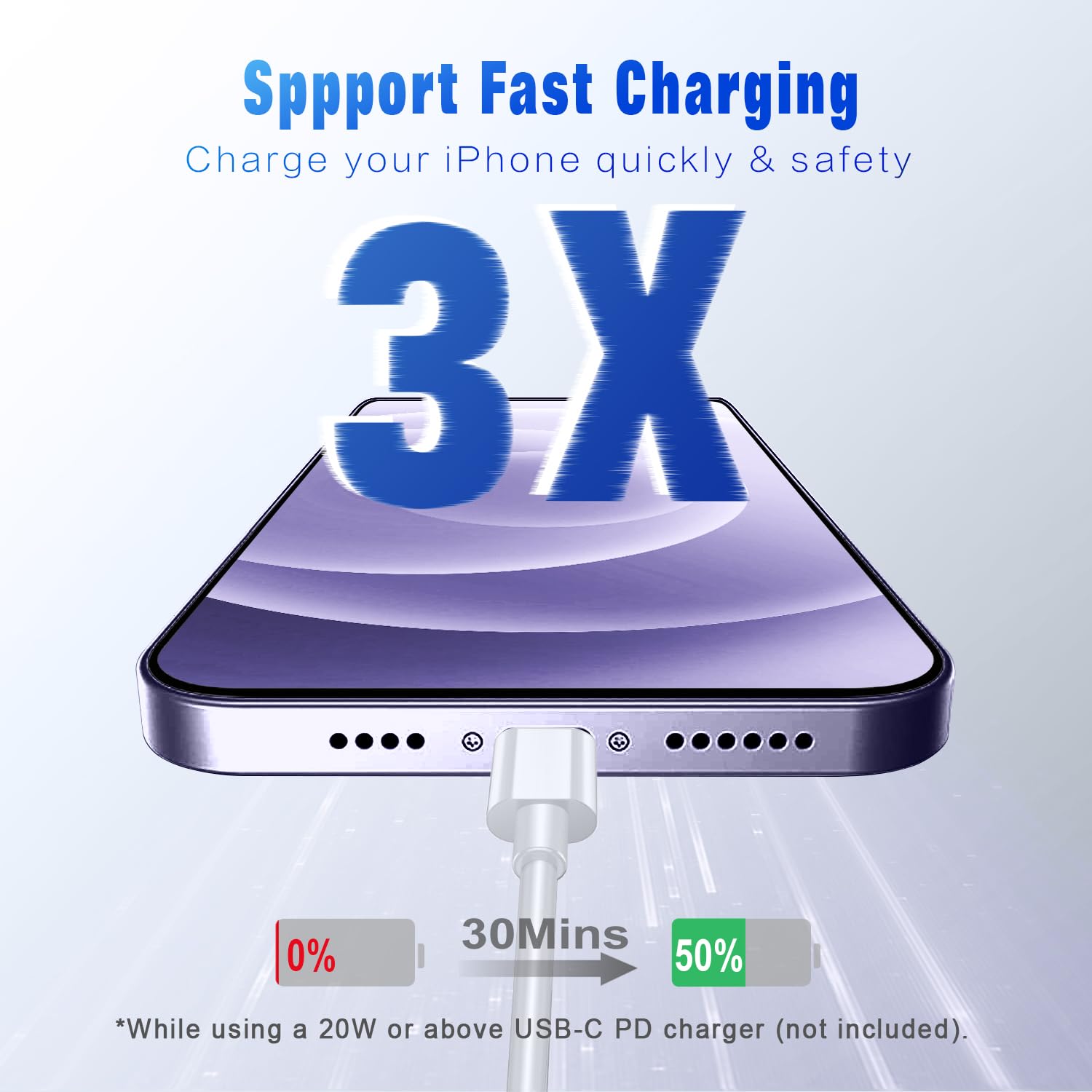 Thumbnail 4 de Apple MFi USB‑C to Lightning Cable 6 ft 2‑pack