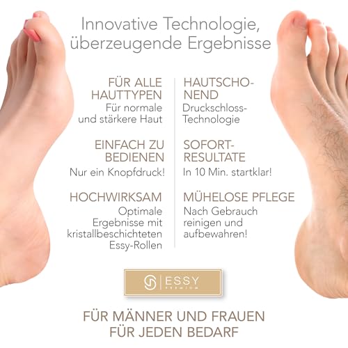 Thumbnail 7 de Essy Elektrische Fußfeile Wiederaufladbar mit 5 Ersatzrollen (Weiß) – Effiziente Hornhautpflege für Zuhause