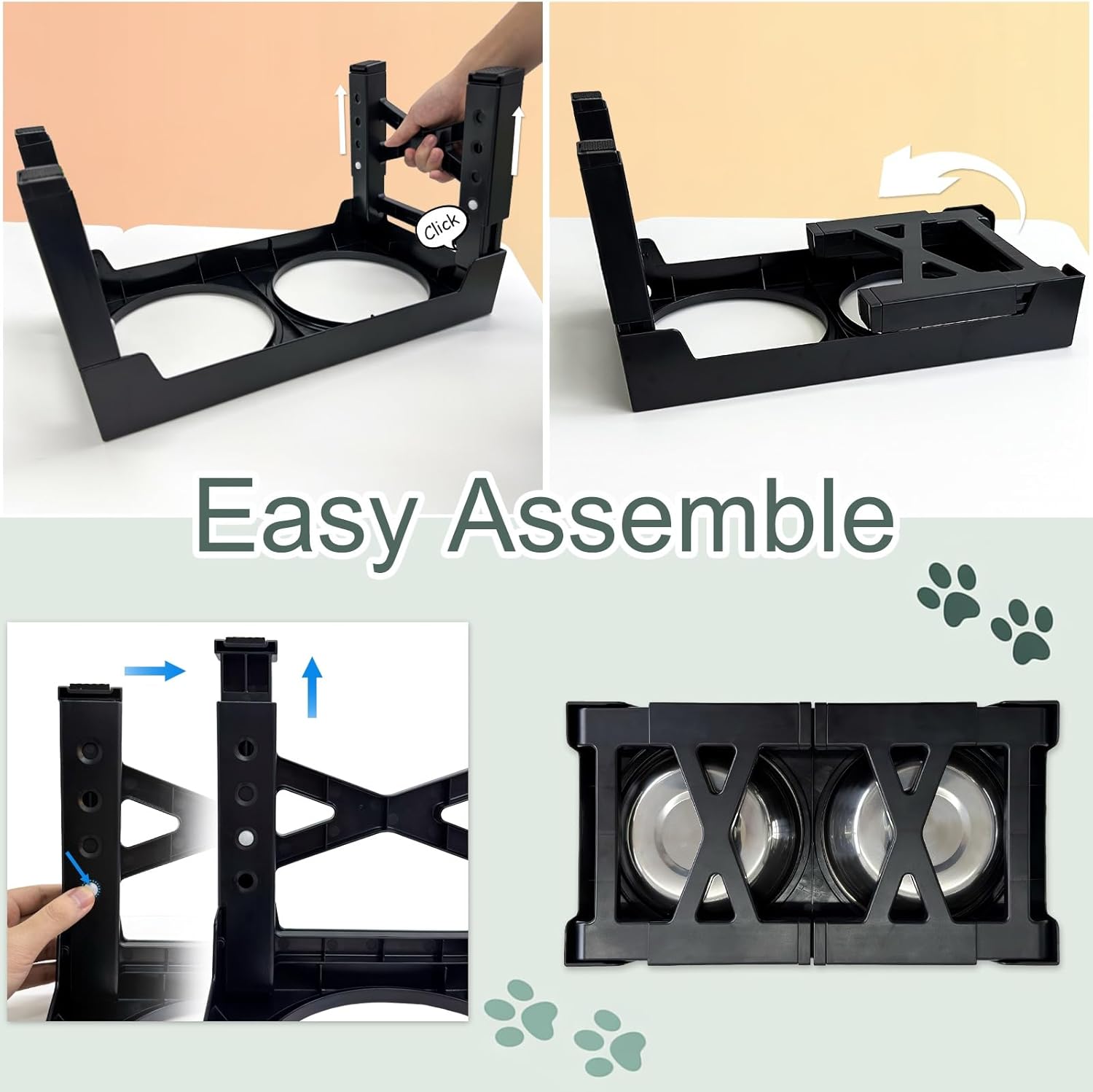 Thumbnail 5 de Niubya erhöhte Hundenäpfe mit 5 Höhen (8–31 cm) & 2 Edelstahlschüsseln plus Slow Feeder-Schüssel