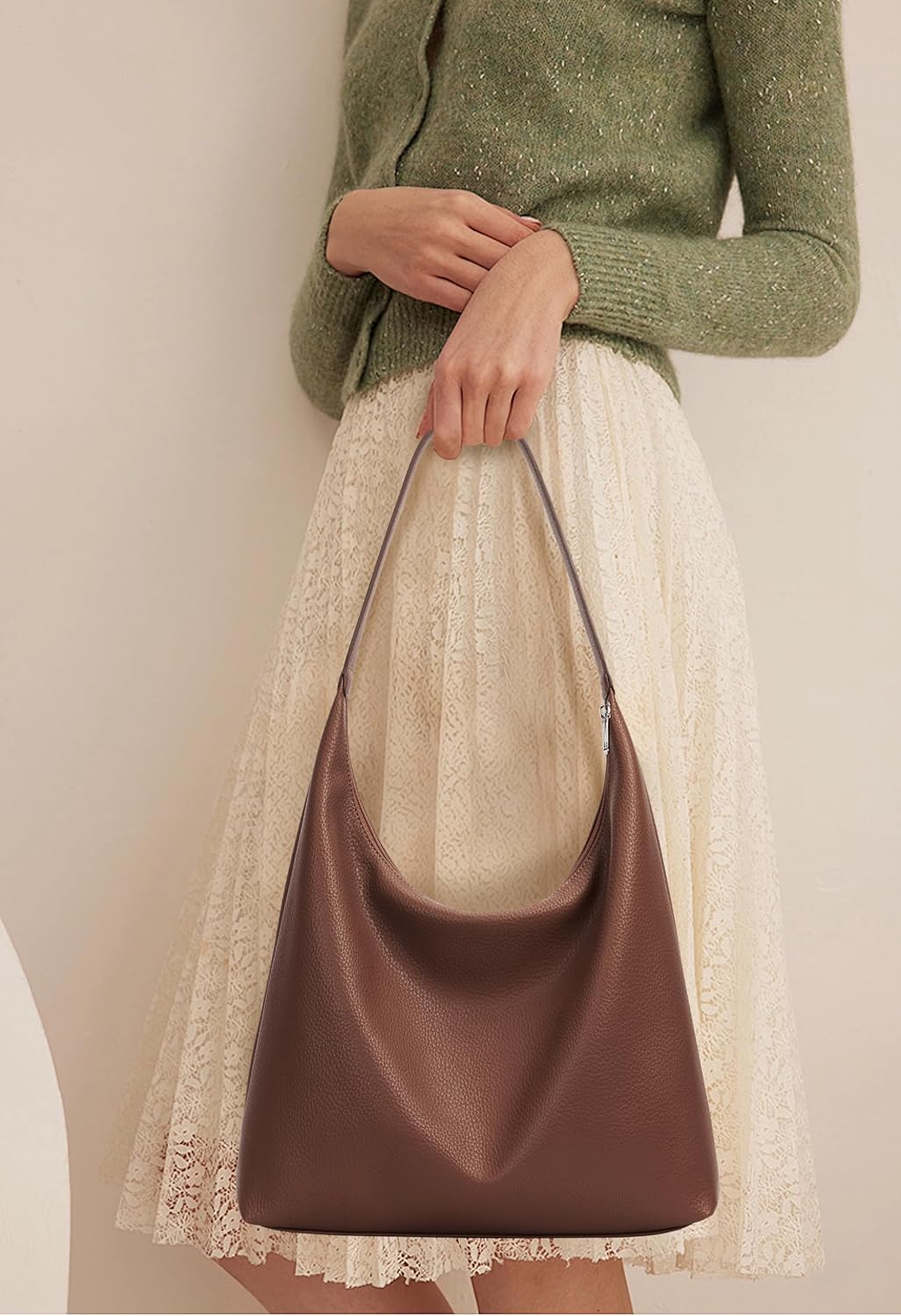 Thumbnail 2 de KALIDI vintage vegan leather tote bag for women – large zipped hobo work & travel shoulder bag