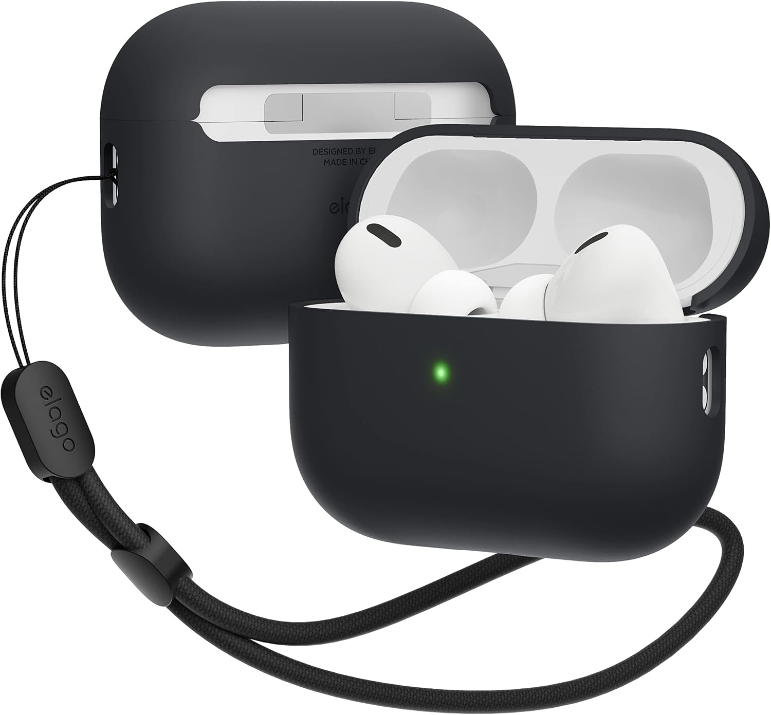 Detalle de Coque silicone elago Liquid Hybrid pour Apple AirPods Pro 2 (noir) avec dragonne et protection triple couche
