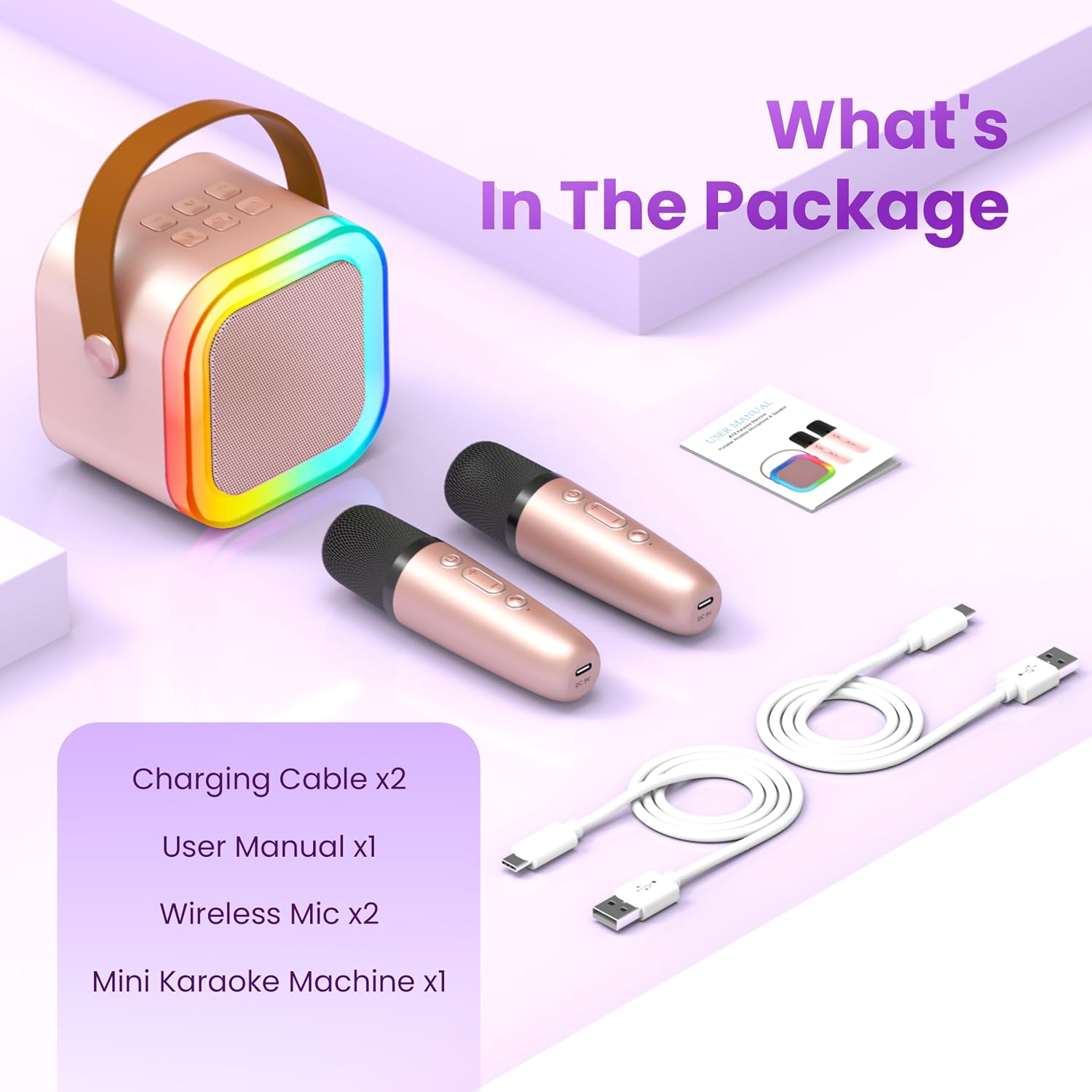 Thumbnail 6 de Mini Karaoke Machine: Portable Bluetooth Speaker with 2 Wireless Microphones