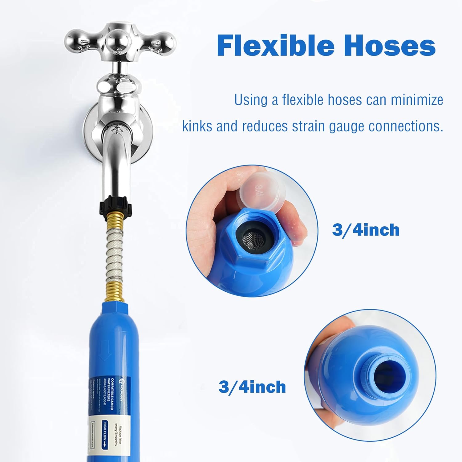 Thumbnail 2 de Hourleey 2-Pack RV Inline Water Filter with Flexible Hose Protectors