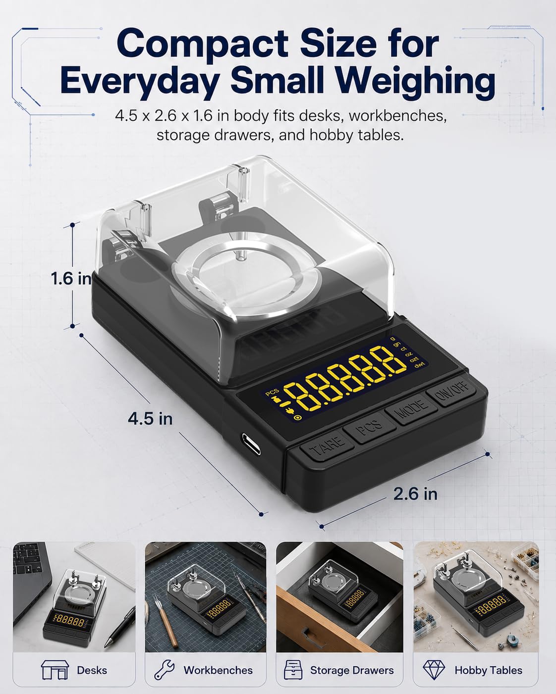 Thumbnail 2 de MAXUS Dante (Black) Digital Milligram Scale, 50g x 0.001g, 6 Units