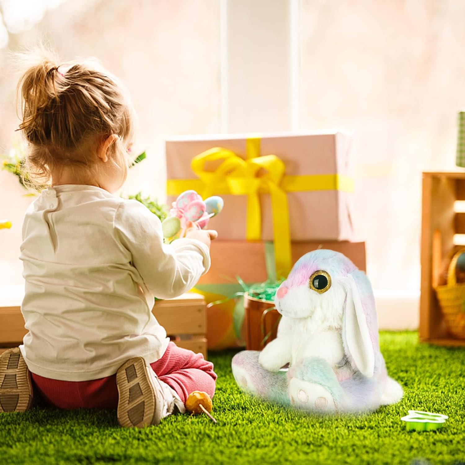Thumbnail 1 de My OLi Easter Bunny Teddy Soft Toy (22cm/8.5") – Cuddly plush rabbit with floppy ears for kids