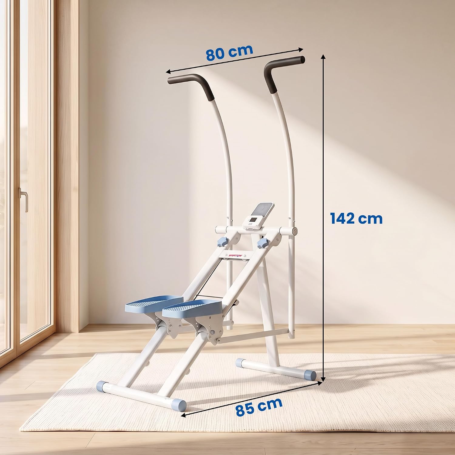 Thumbnail 6 de SPORTNOW A90-406V00WT verticale trapstepper met verstelbare pedalen en lcd-monitor