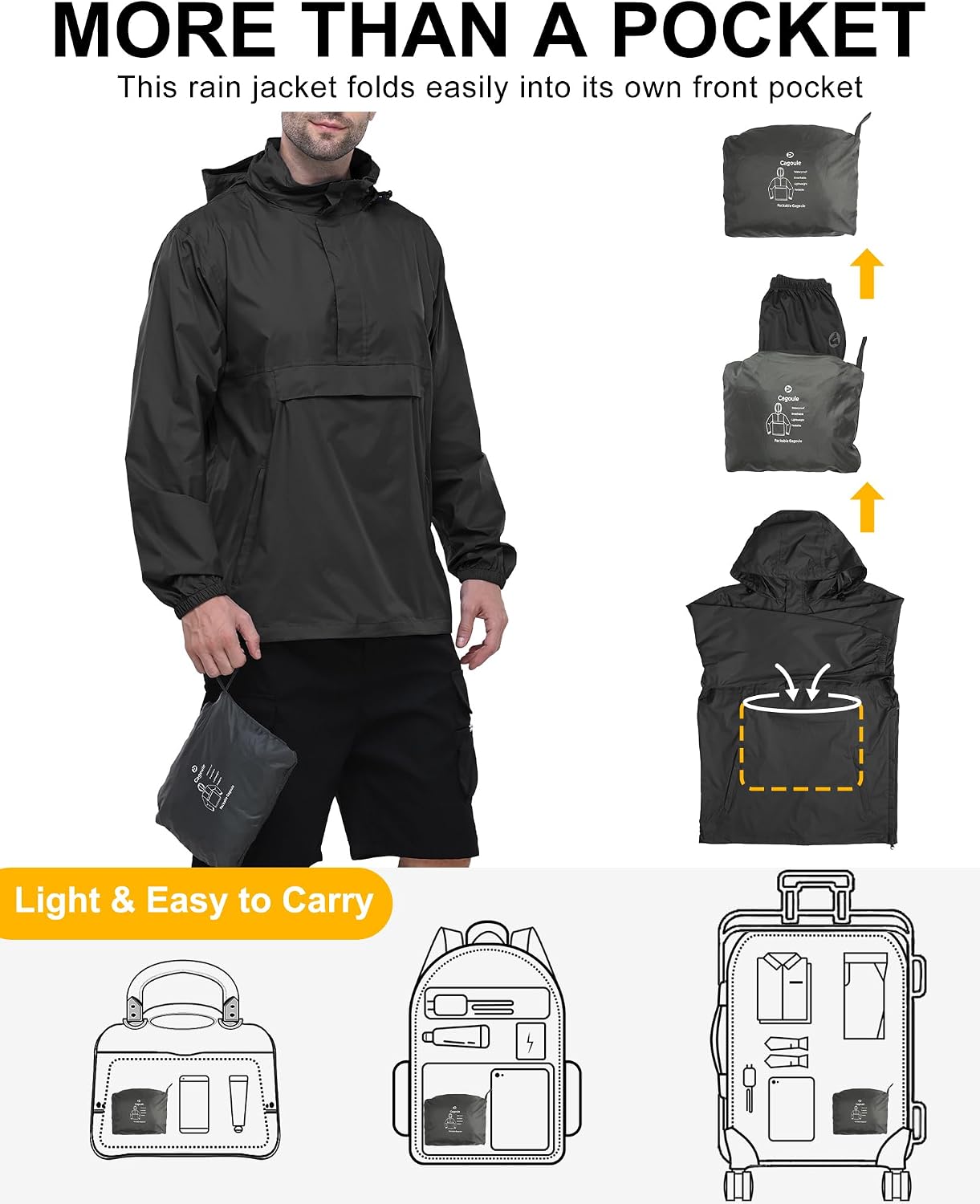 Detalle 2 de Outdoor Ventures rain jacket with hood