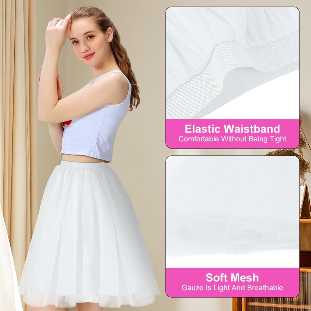 Detalle de AUYAO korte tutu-rok van tule voor dames, elastische tailleband, 100% polyester
