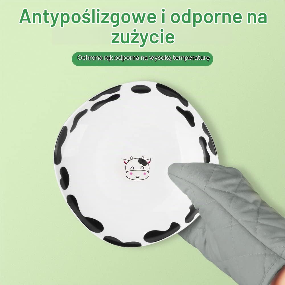 Detalle de AUAUY pikowana szara rękawica kuchenna z bawełny, 26 × 17 cm
