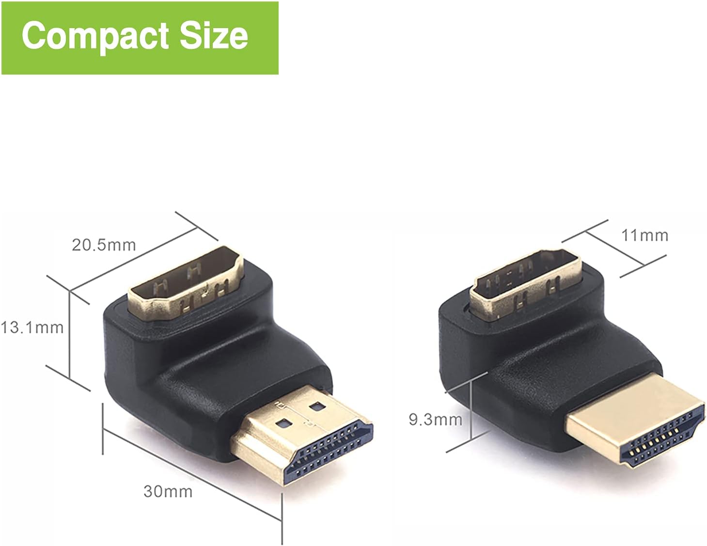 Detalle 2 de LEENUE Right Angle HDMI Adapter 4K (4 Pack) – 90° & 270° Angled HDMI Extenders