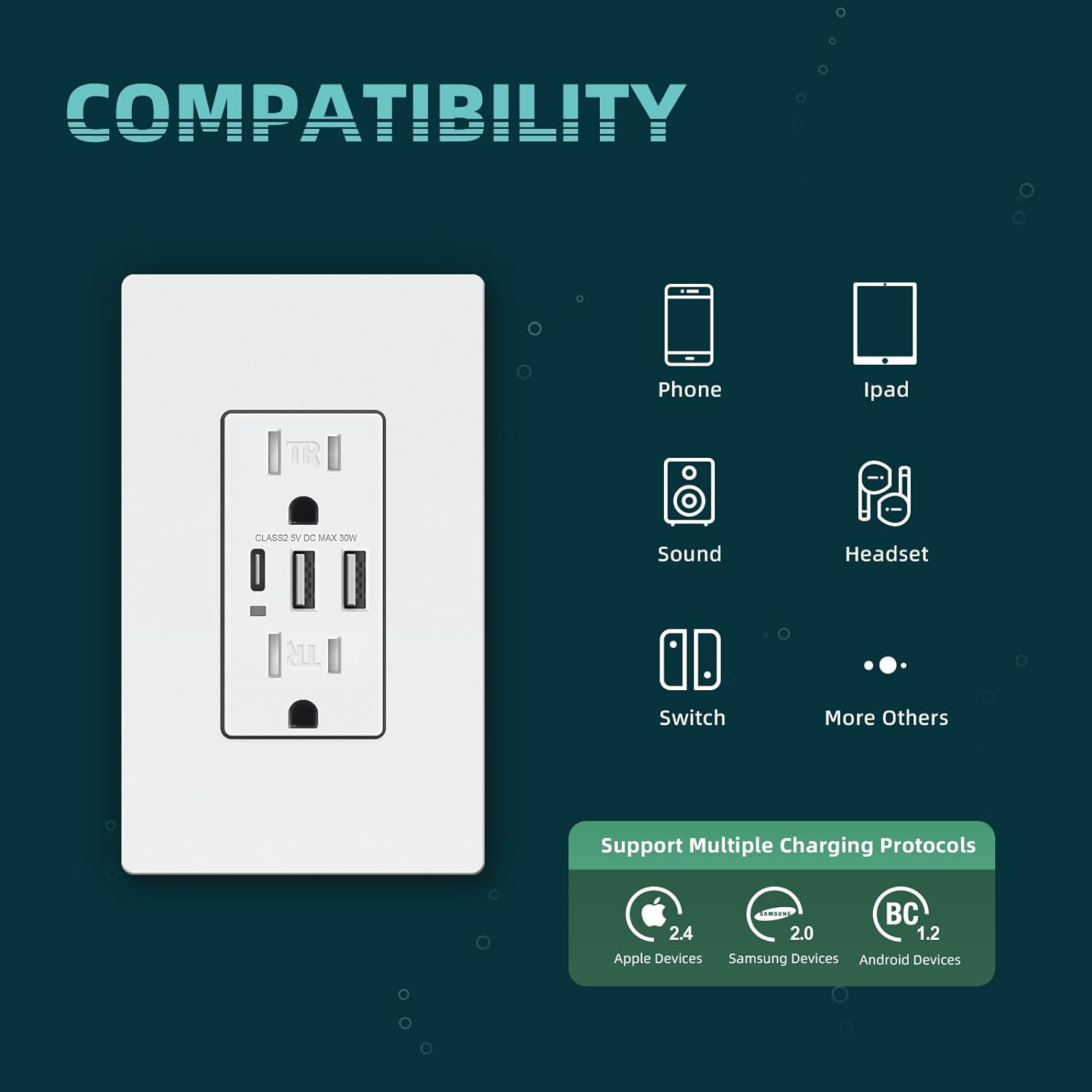 Detalle 2 de TOPELER USB wall outlet 30W