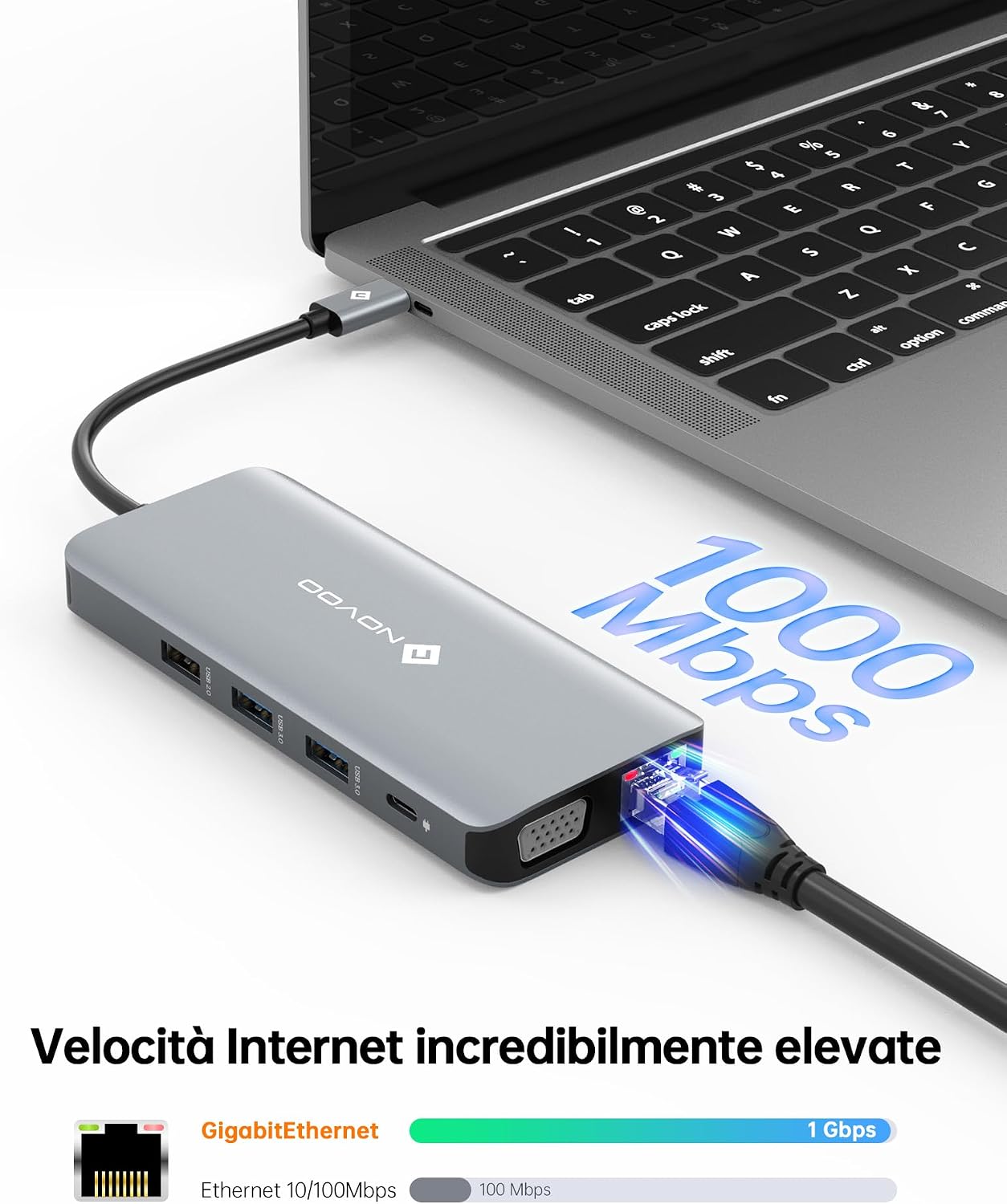 Detalle 2 de NOVOO Hub USB C 11 en 1 con HDMI 4K