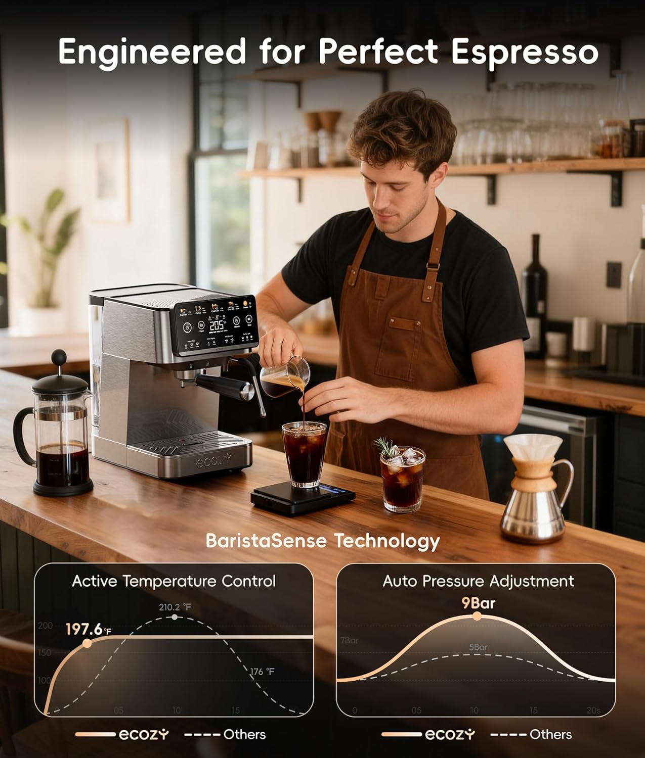 Thumbnail 3 de ecozy 4-in-1 Espresso Machine and Coffee Maker with Milk Frother and Interactive Touch Screen