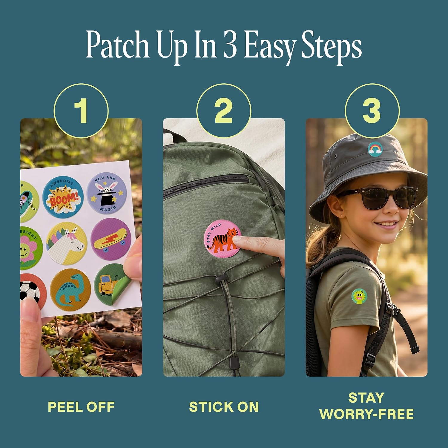 Thumbnail 4 de Cliganic Mosquito Repellent Stickers for Kids (90 Pack) - Positive Vibes Patches