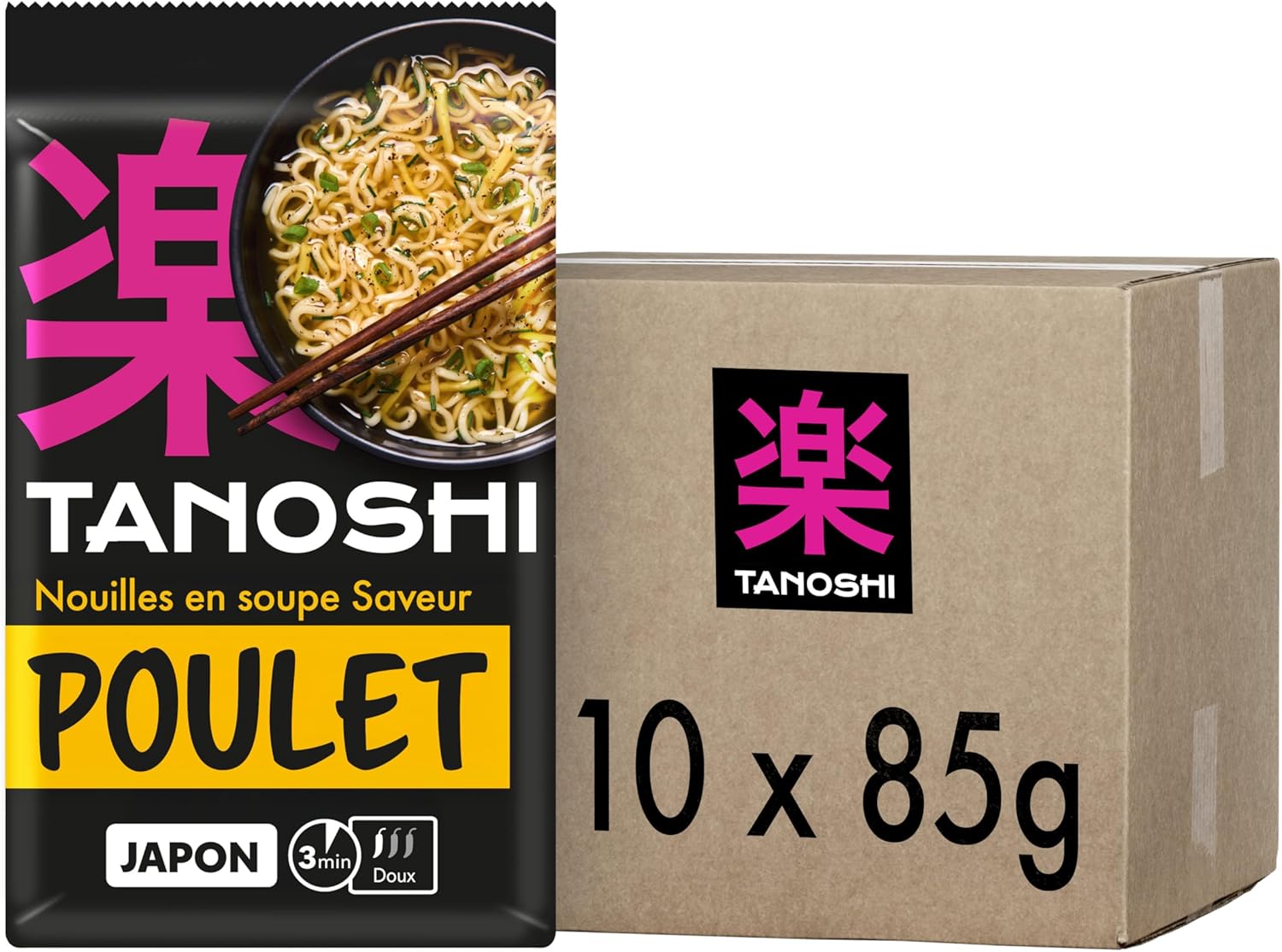 Thumbnail 6 de TANOSHI Nouilles Instantanées Japonaises - Bœuf, 3 Minutes, Sans Glutamate – 10 sachets x 85 g