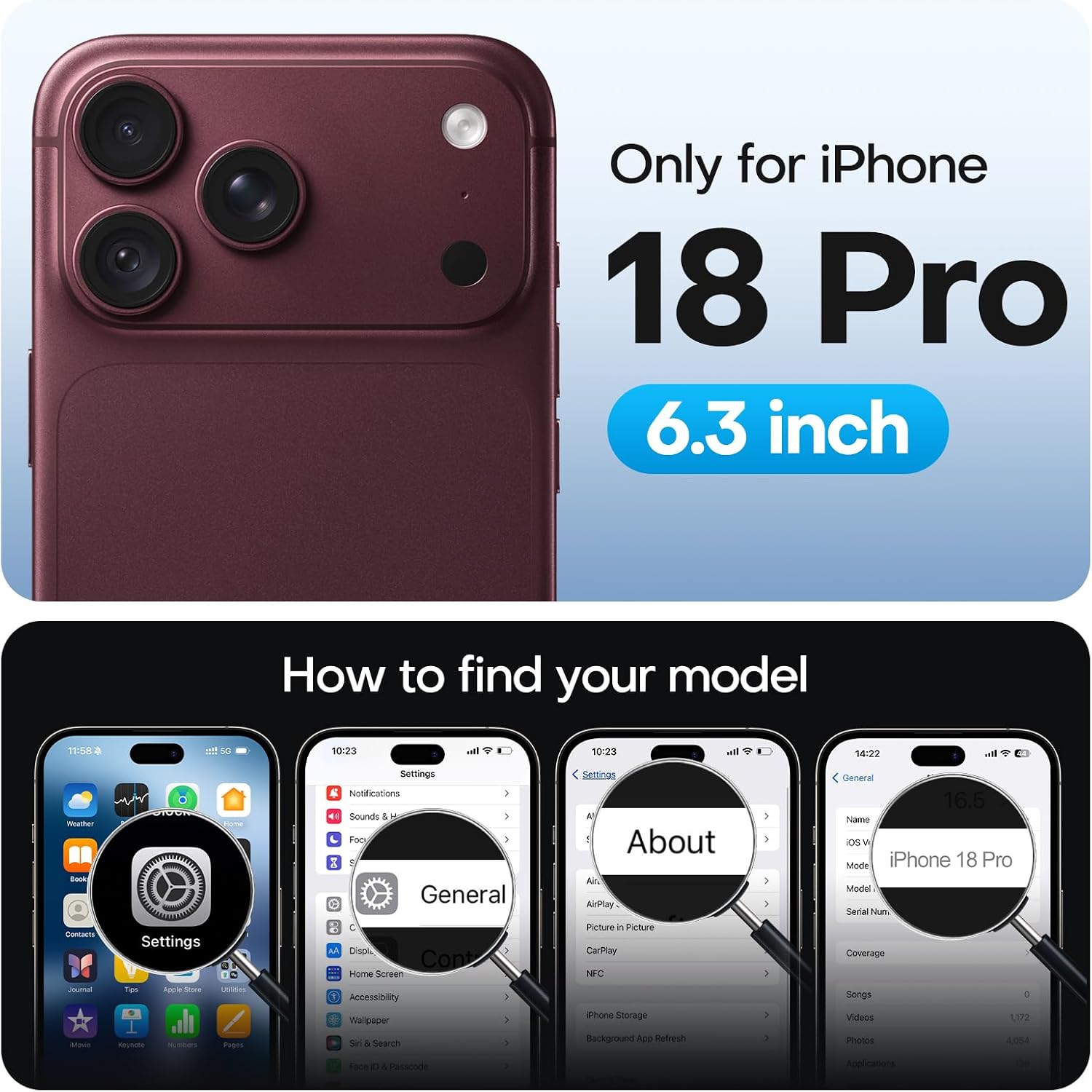 Thumbnail 1 de TAURI iPhone 18 Pro Screen Protector, 2-Pack, 9H Tempered Glass