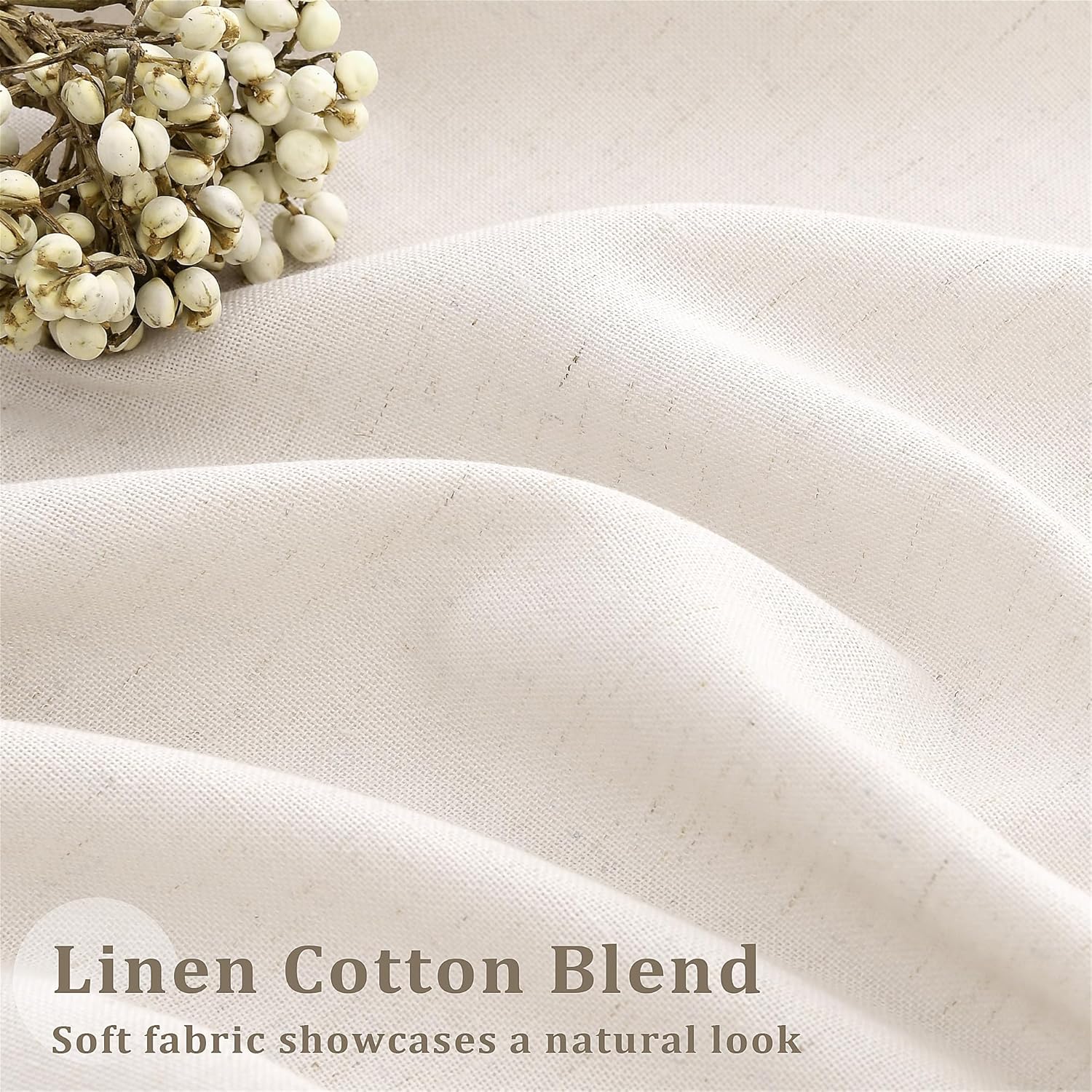 Detalle 2 de Dukiyo Pinch Pleated Curtain 72" Wide x 90" Long Cream Ivory Linen Drapes for Patio Sliding Glass Door