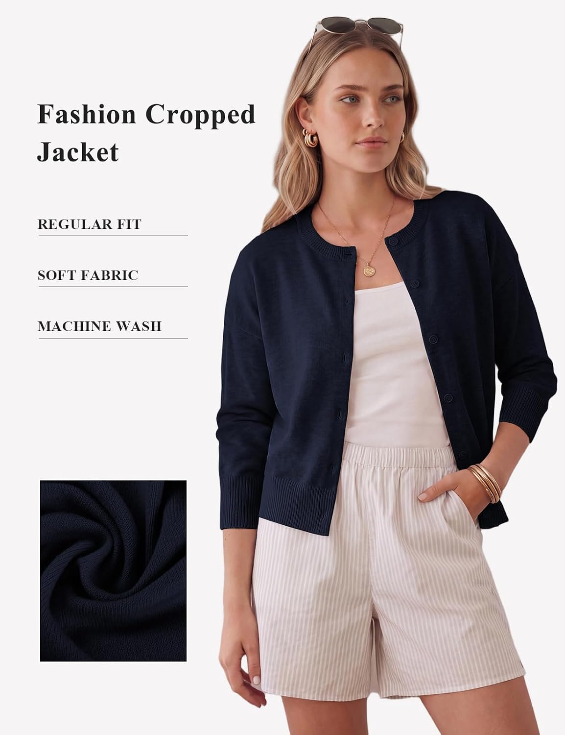 Detalle de GRACE KARIN Women's Cropped Cardigan Sweater, Lightweight Y2K Knit Top