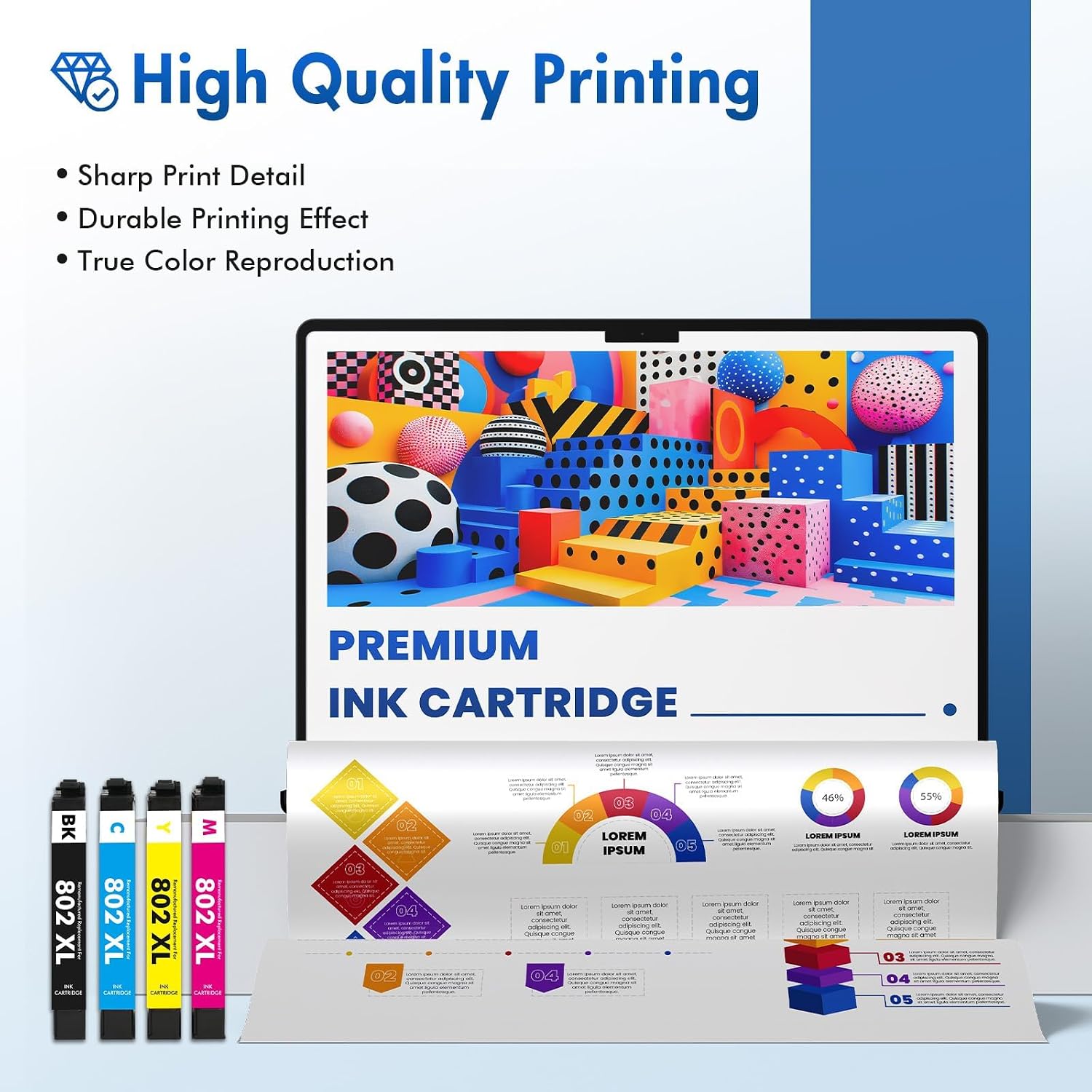 Detalle 1 de Epson-Compatible Remanufactured 802XL Ink Cartridges 4-Pack