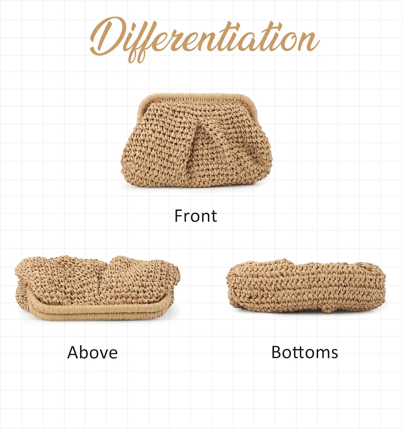 Thumbnail 2 de JyWmsc Straw Clutch Purse for Women — Cloud Dumpling Pouch, Crossbody & Shoulder Bag
