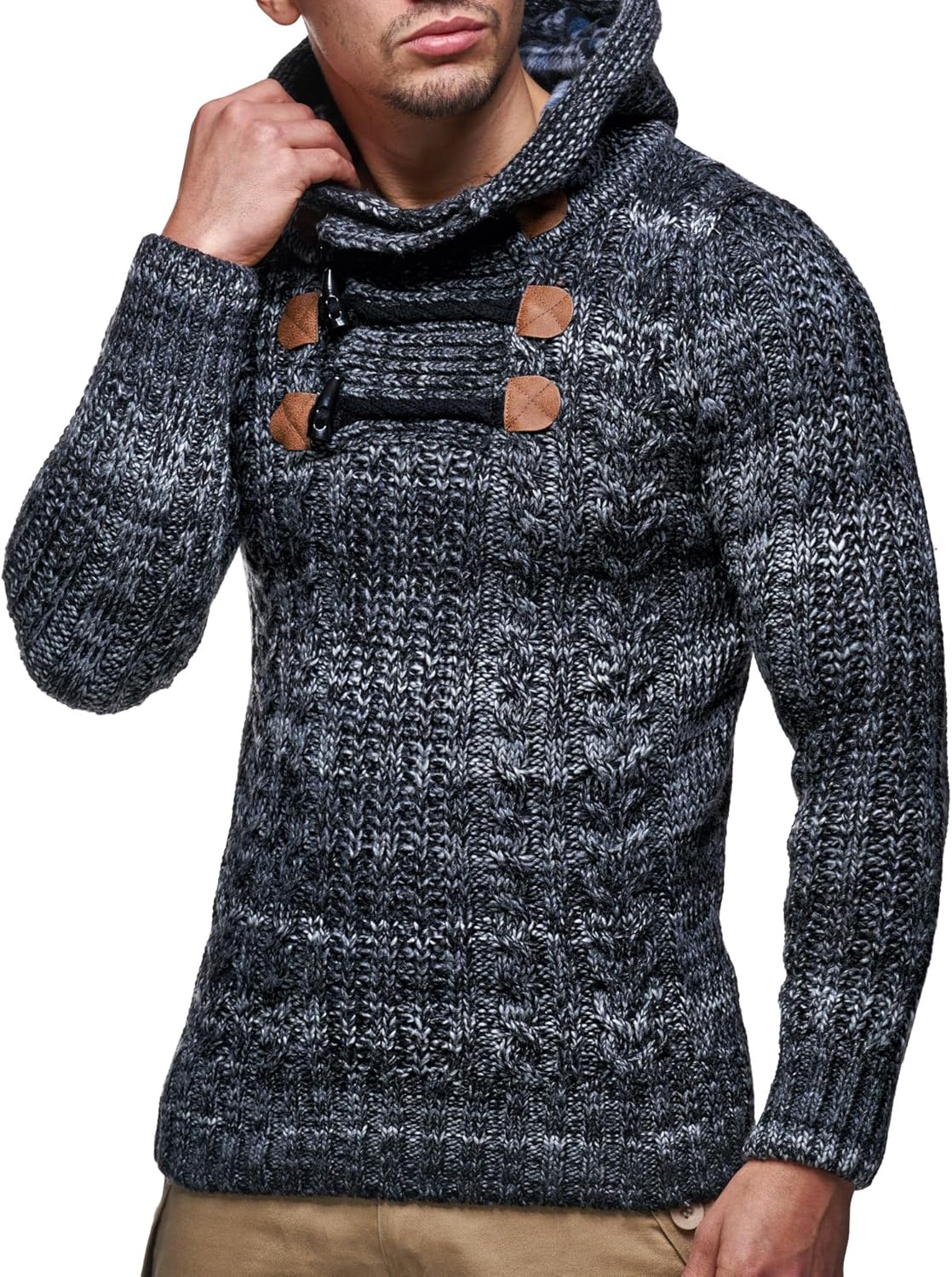 Thumbnail 1 de Leif Nelson LN-6004 maglione con cappuccio in felpa a maglia da uomo: stile casual e comfort quotidiano