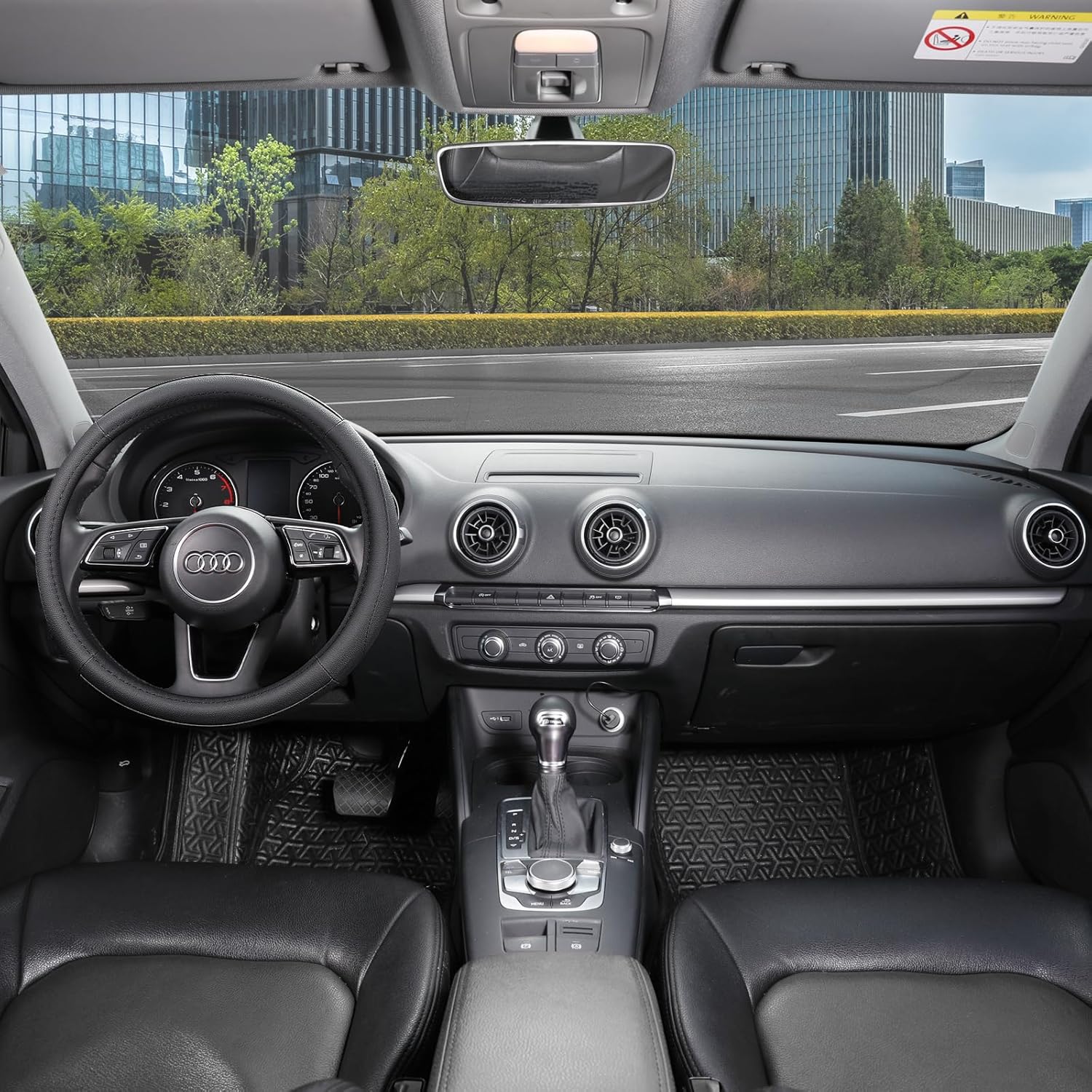 Thumbnail 1 de SEG Direct Steering Wheel Cover (Standard 37–39cm) – Black microfibre leather with non-slip rubber lining