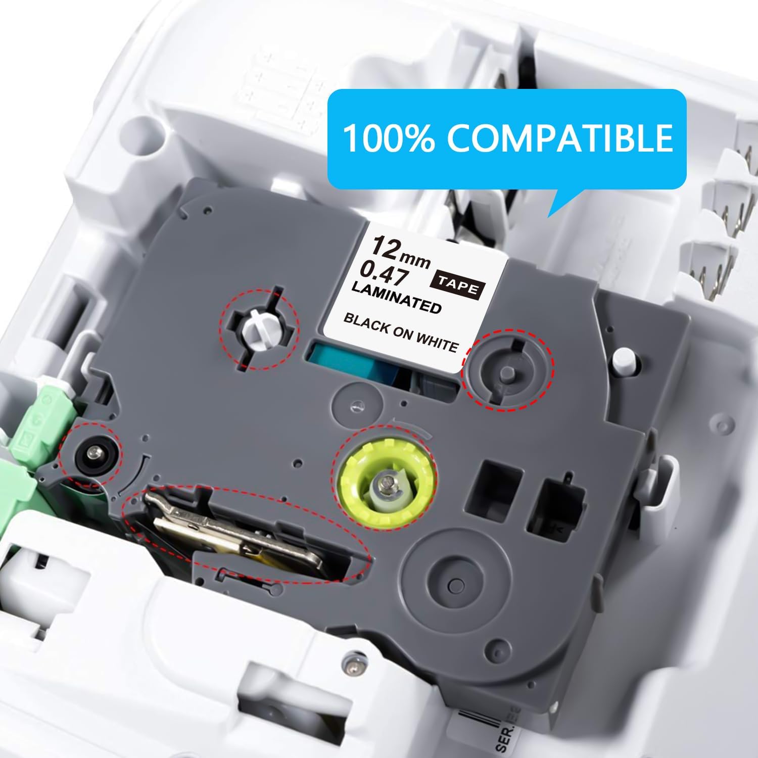 Thumbnail 4 de TZE-231 Compatible Label Tape 12mm 6-Pack