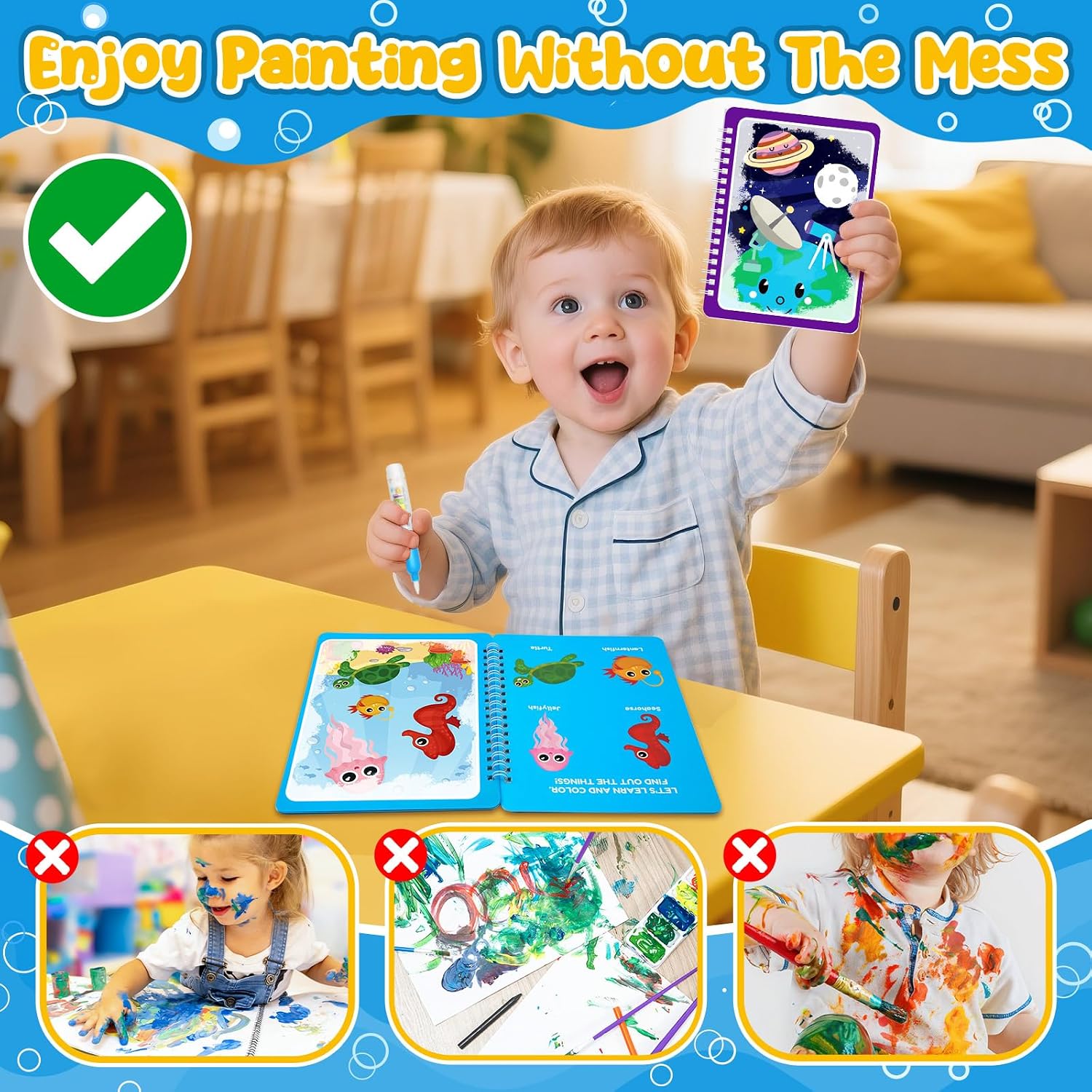 Thumbnail 5 de ZMLM 24 Libri da Colorare con acqua: set riutilizzabile per bambini 3–8 anni con penna ad acqua
