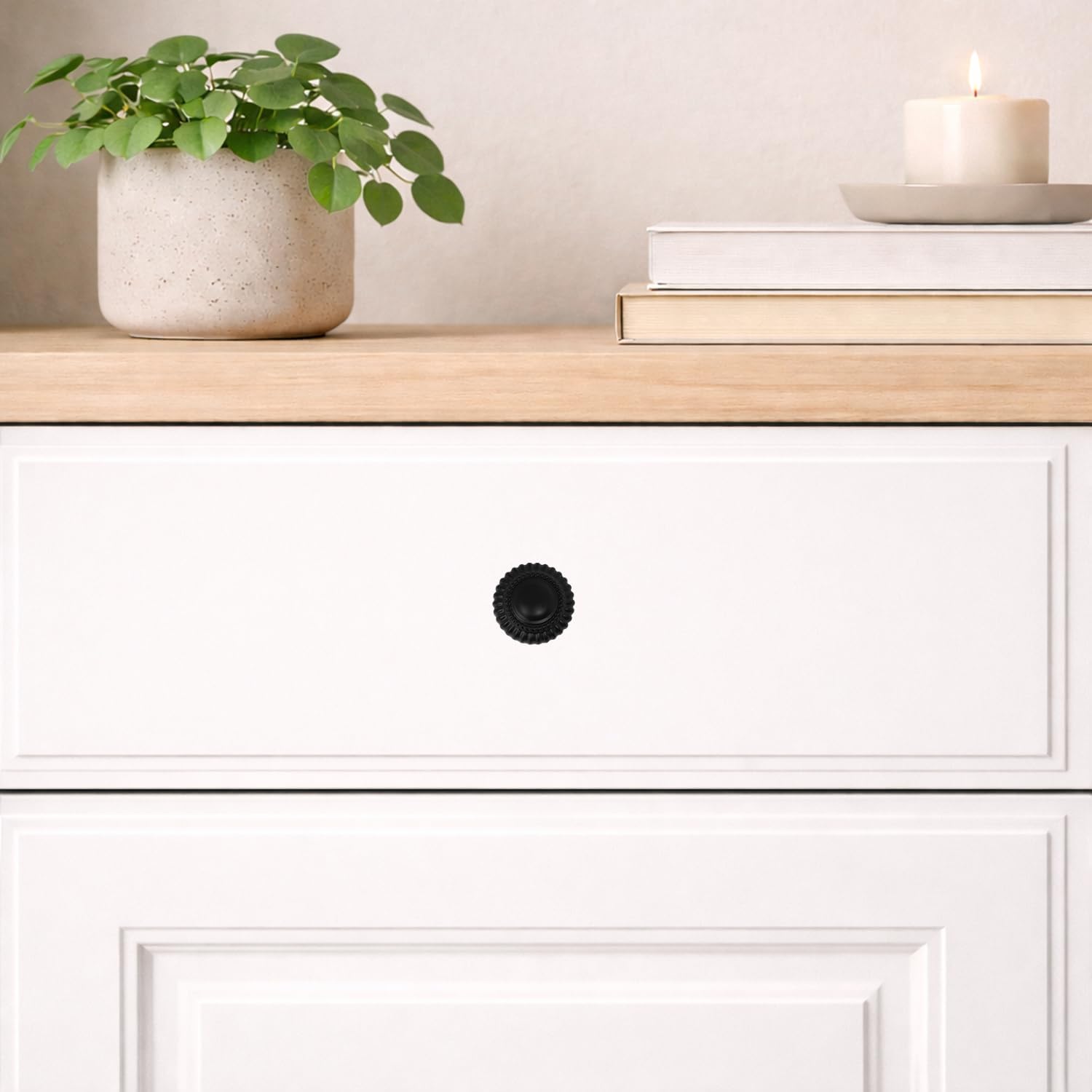 Detalle de heimzeit knob_d7_white_8P meubelknoppen in wit zinklegering, rond en mat