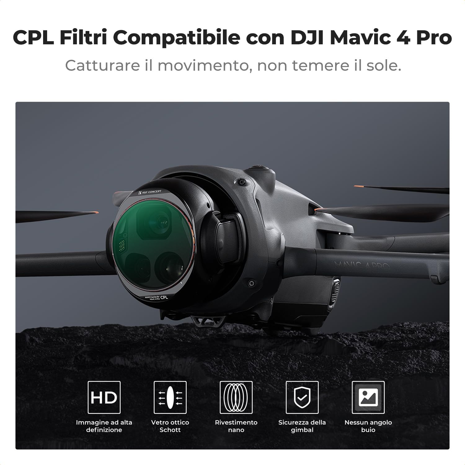 Detalle 2 de K&F CONCEPT Filtro Polarizzatore Circolare CPL per Mavic 4 Pro