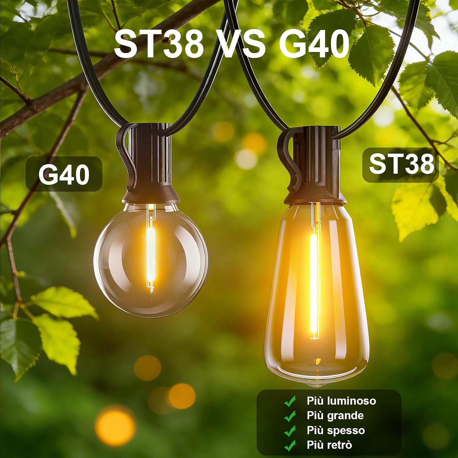 Thumbnail 6 de Yuusei Catena Luminosa Esterno 36.6M con telecomando: luci da giardino IP45 per gazebo, balcone e feste