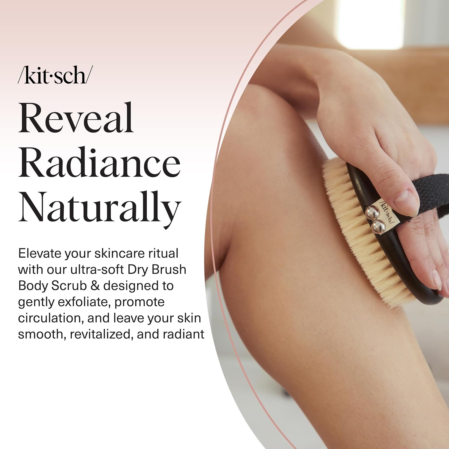 Thumbnail 1 de Kitsch Dry Br brushing Body Brush for Lymphatic Drainage – Soft Bristles, Natural Wood