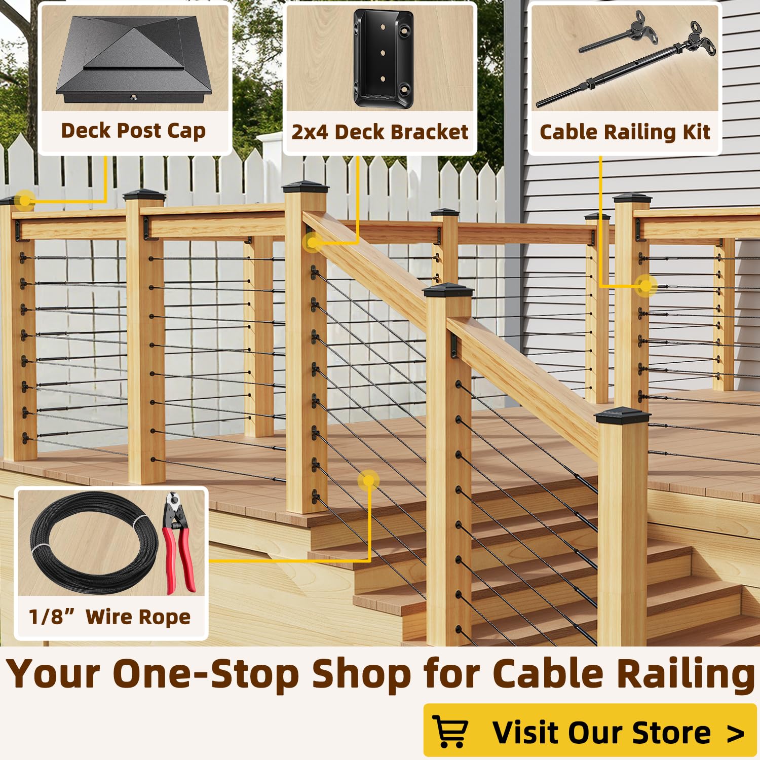Detalle de Toscoco T-BBC-091204 Deck Railing Brackets for 2×4 Wood, Nylon 66, Black