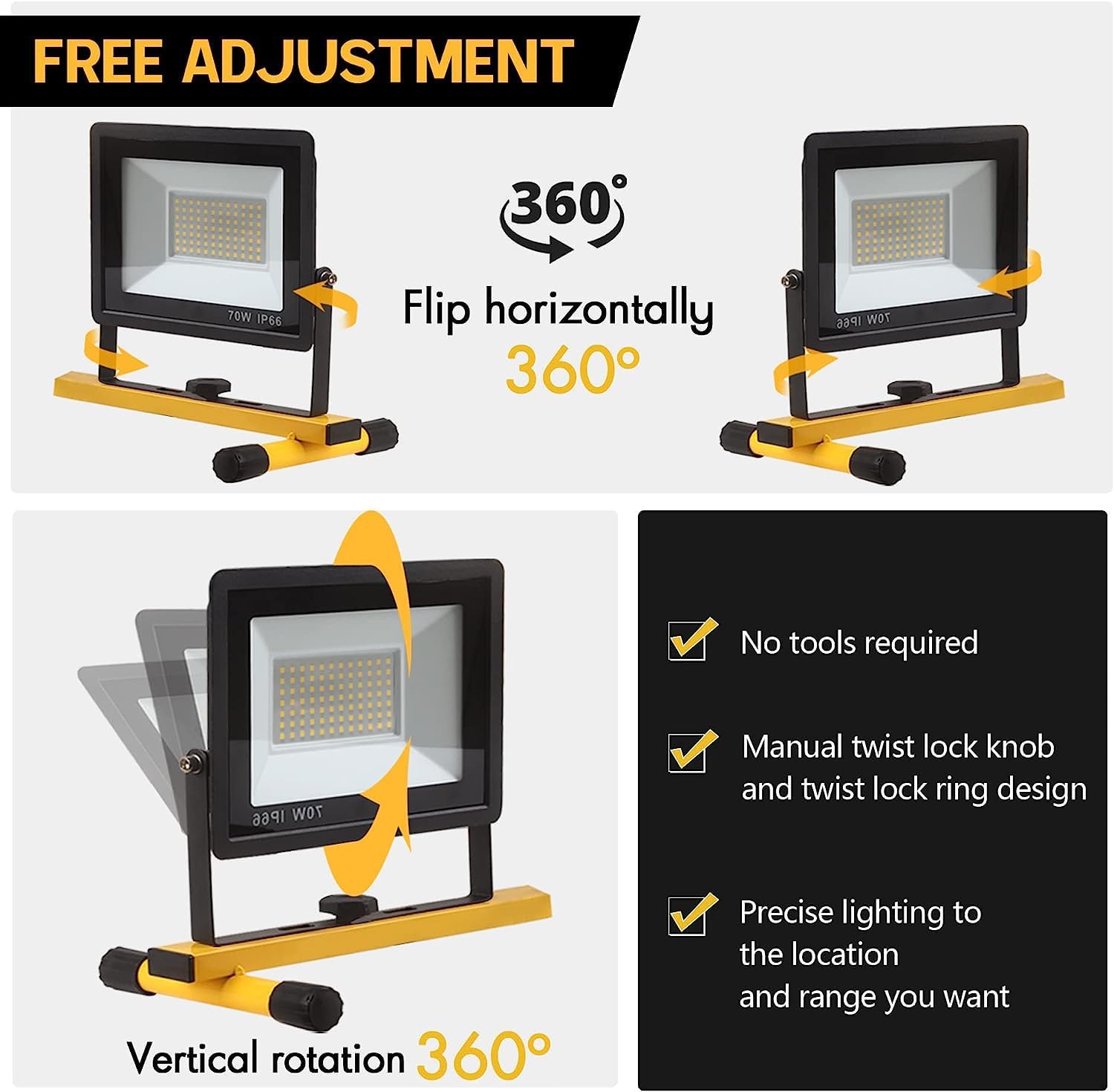 Detalle 2 de GUWELL 23-WL-02 Three-Head LED Work Light with Foldable Tripod