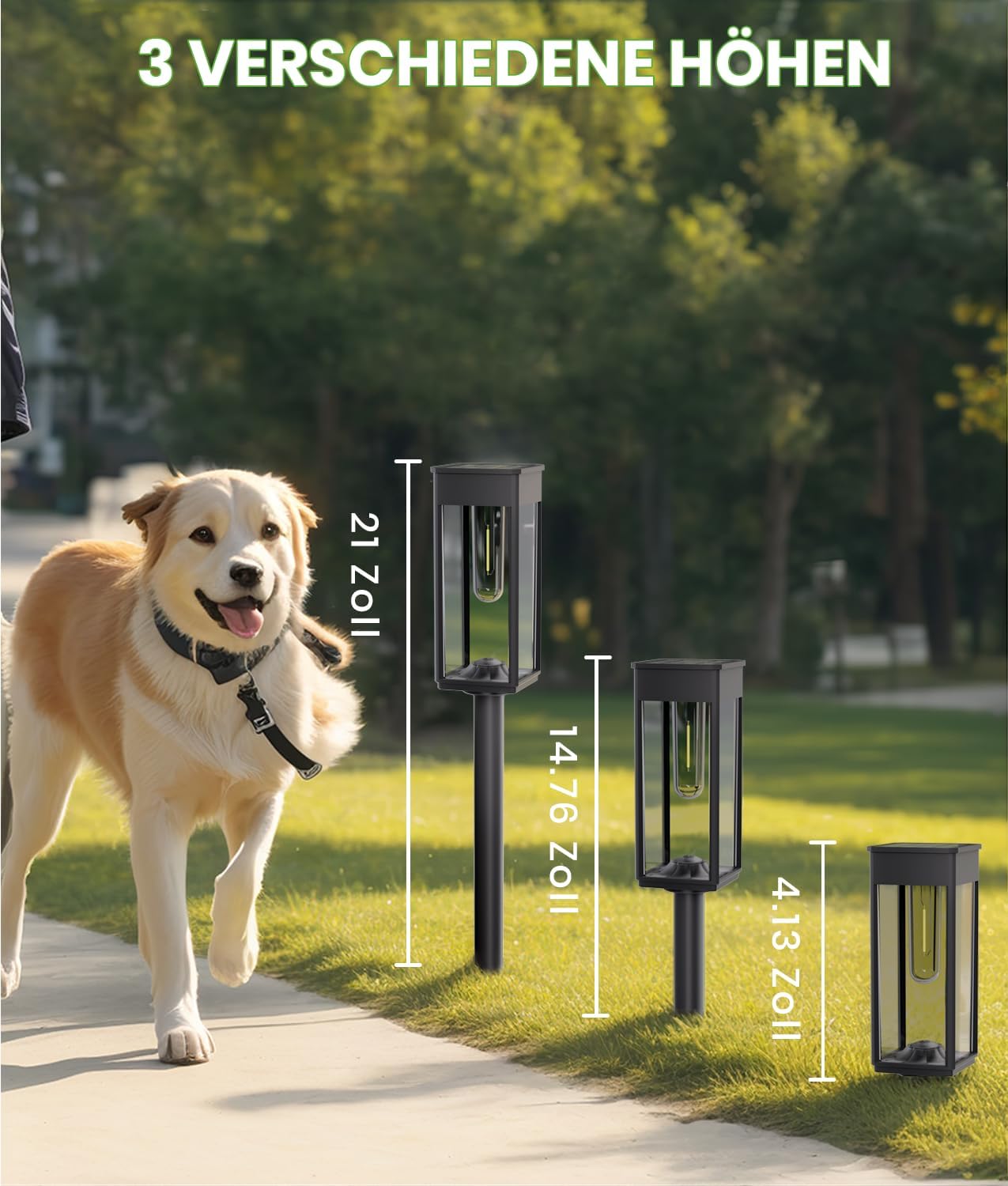 Detalle de Solarlampen Außen Garten – 4er-Set Solar-Gartenleuchten mit warmweißem Licht und IP65