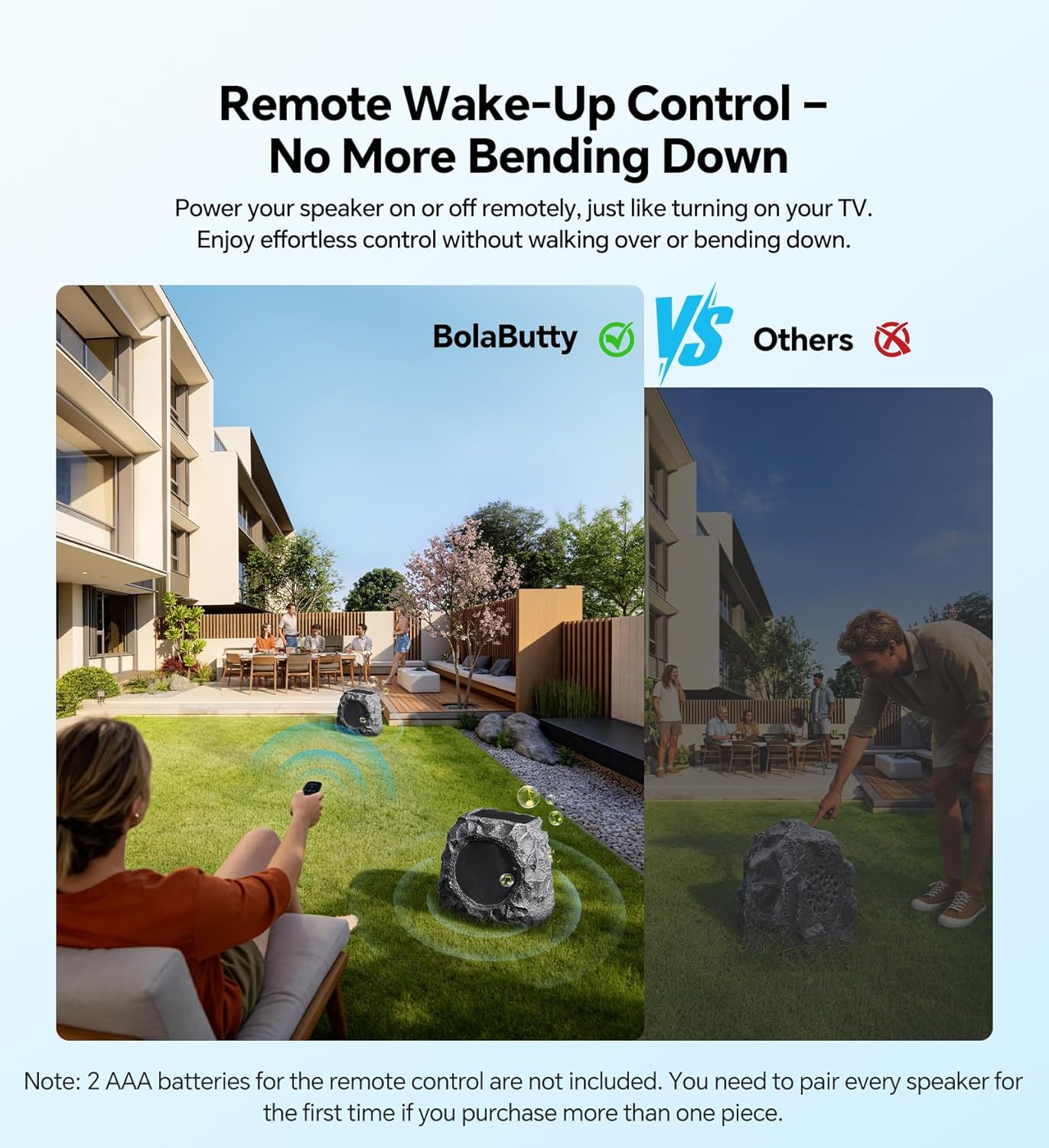 Thumbnail 3 de BolaButty Upgraded Outdoor Rock Speaker 60W Deep Bass (Solar-Powered, IPX7) with Remote Control — 2 Packs