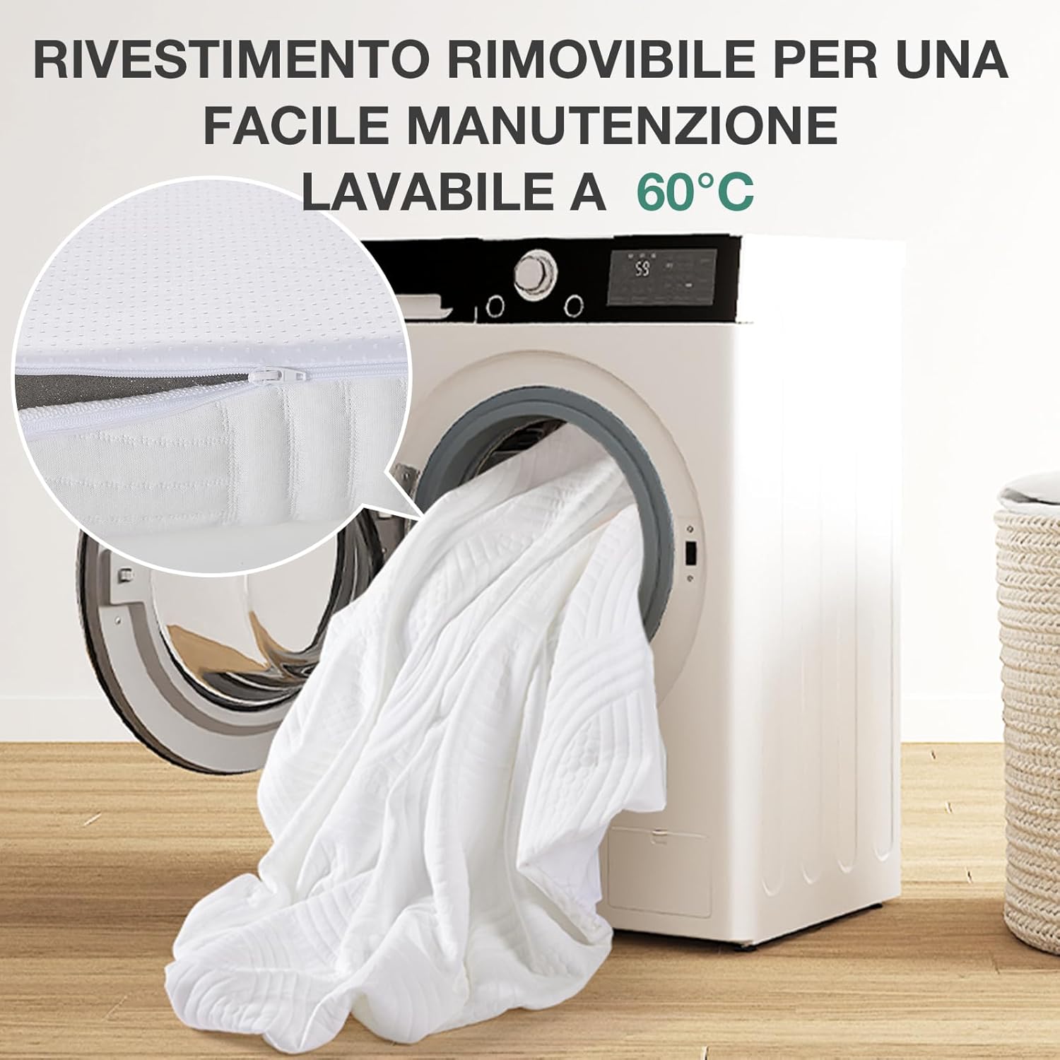 Thumbnail 4 de Novilla Materasso Topper 80x190 7.5 cm – Coprimaterasso in schiuma di fibra, elastiche dagli angoli, assorbente e traspirante