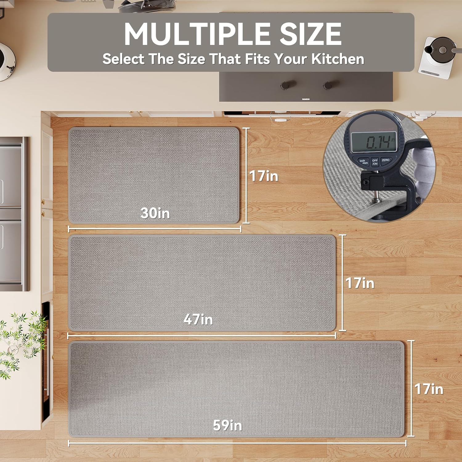 Thumbnail 1 de YDKGL Non Slip Kitchen Rugs 17x47 Gray Kitchen Runner Mat for In Front of Sink