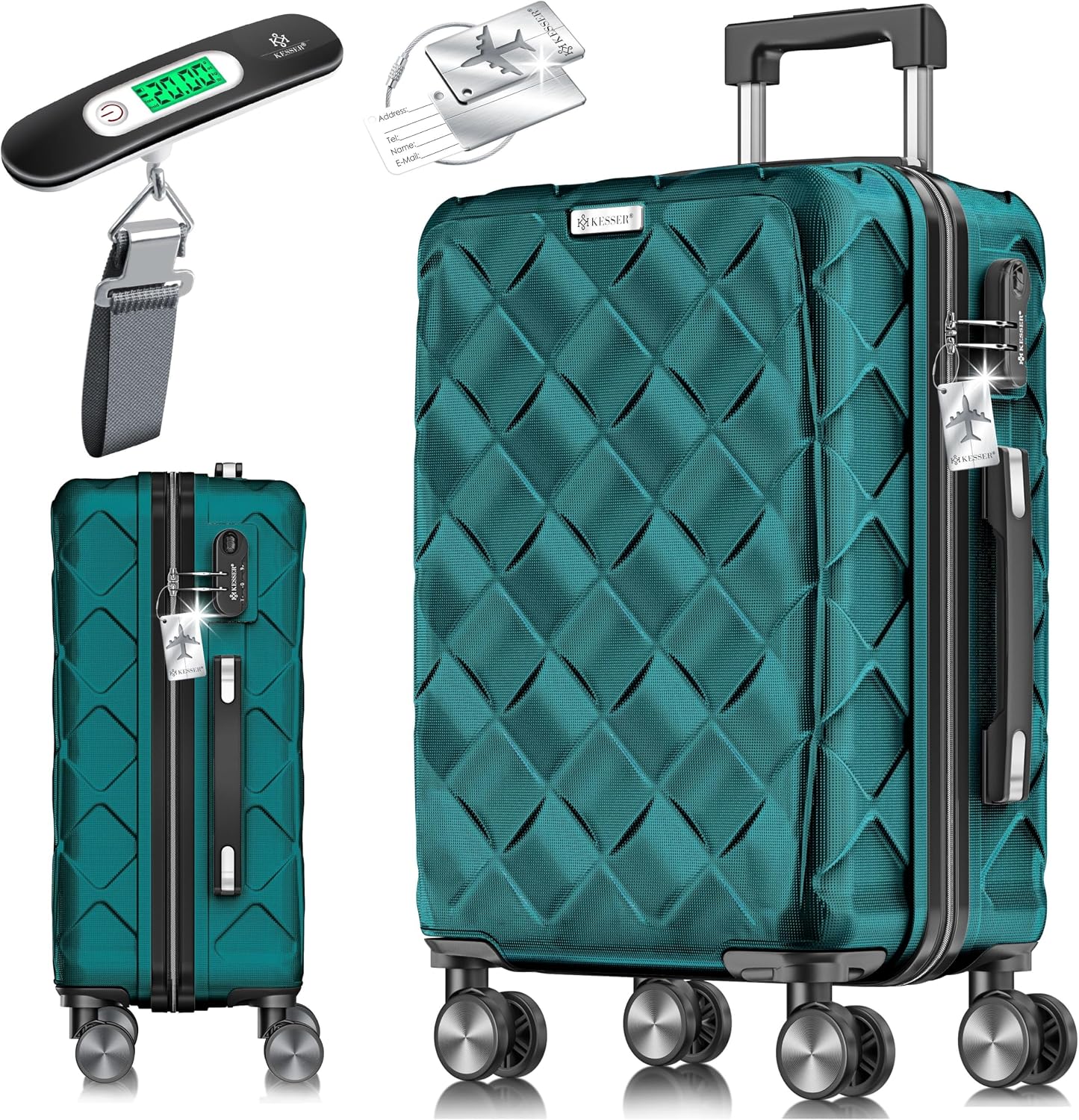 Detalle de KESSER Reisekoffer 84L – ABS Hartschale, 360° Rollen, Zahlenschloss & integrierte Extras