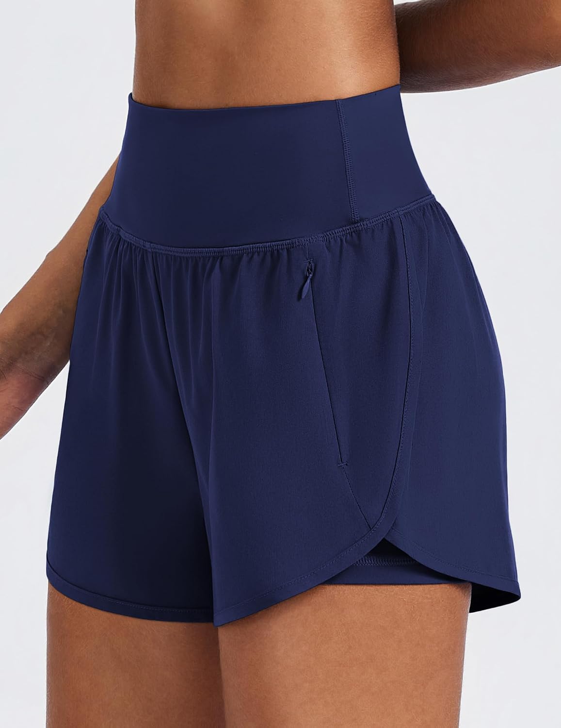 Thumbnail 1 de PINSPARK Women's 2 in 1 High Waisted Athletic Running Shorts with 2 Zip Pockets