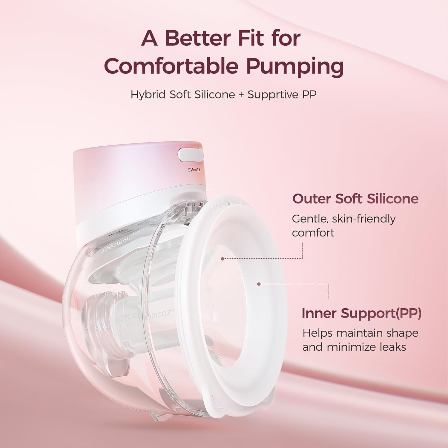 Detalle 2 de Momcozy S12 Pro Quick: Hands-Free Wearable Wireless Breast Pump with DoubleFit Hybrid Flange