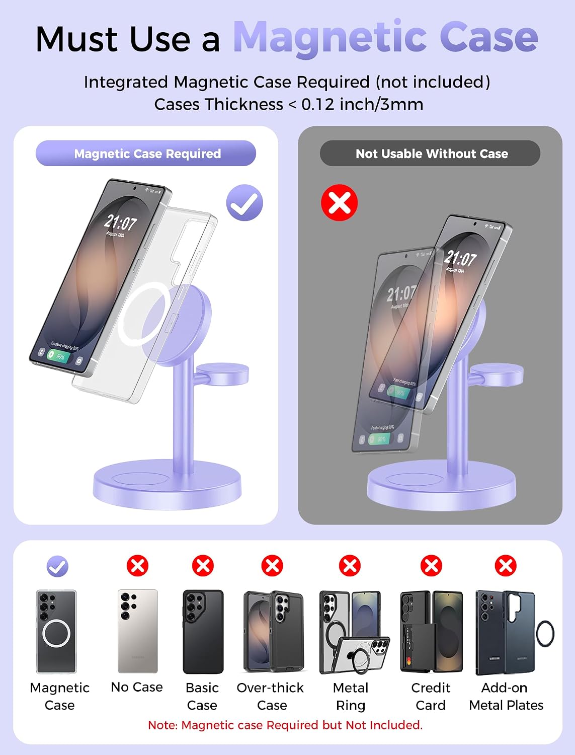 Detalle 2 de Aeinidi 3-in-1 wireless charging station, 15W