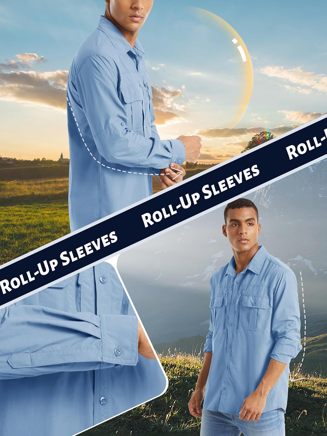 Detalle 2 de TACVASEN Men's Tactical Hiking Shirt, Quick-Dry Long Sleeve with UV Protection