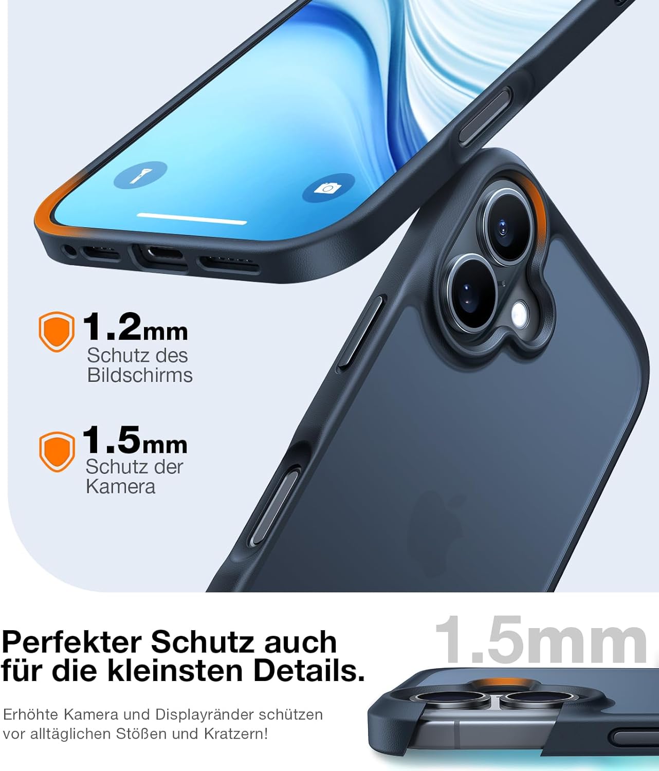 Thumbnail 3 de TORRAS Guardian für iPhone 16 Hülle – Militärschutz mit 360° Airbags, Samtweiche Haptik