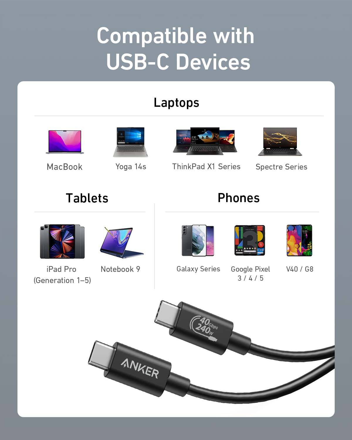 Detalle 2 de Anker USB-C Cable, 3.3 ft