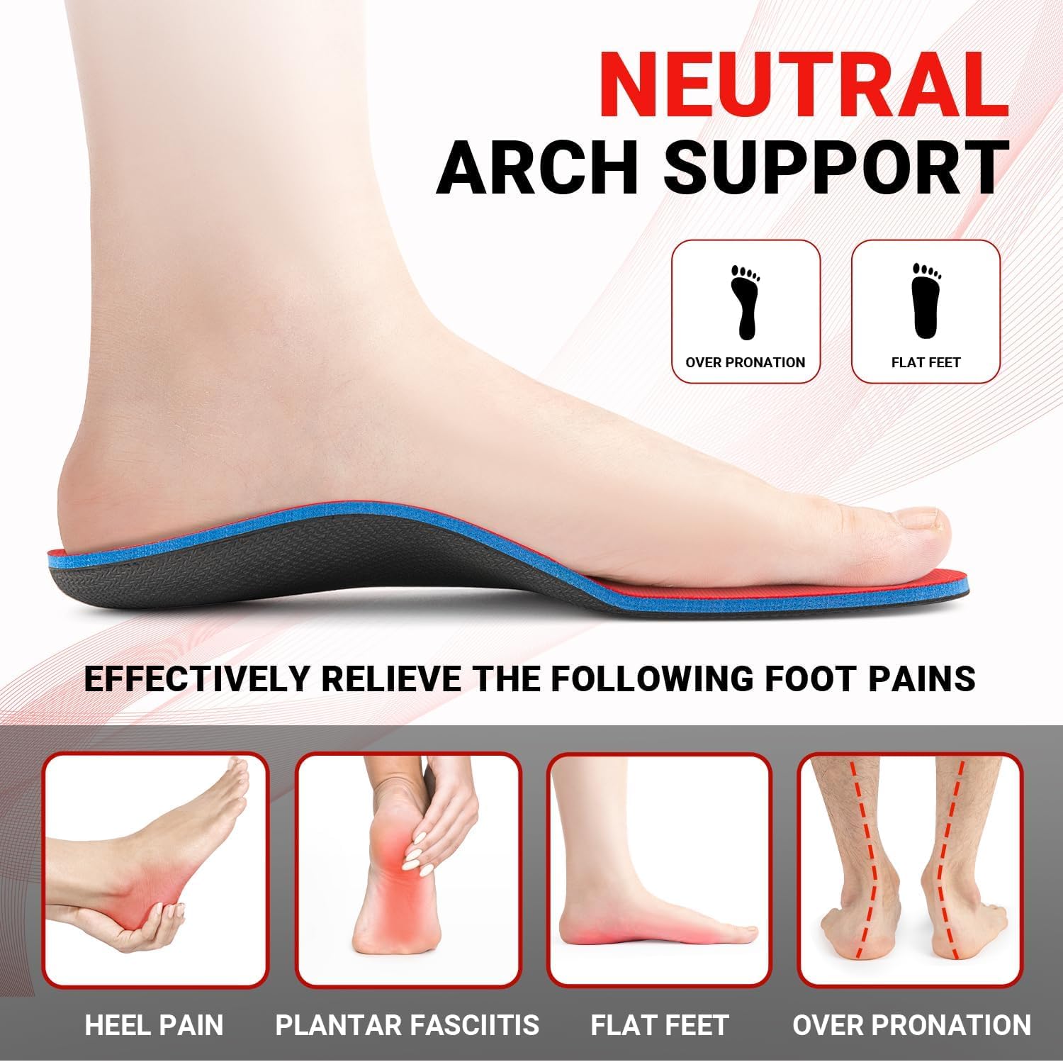 Thumbnail 1 de PCSsole Orthotic Arch Support Shoe Inserts for Flat Feet, Plantar Fasciitis & Foot Pain