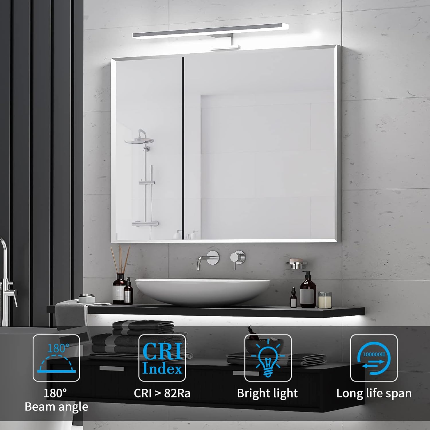 Thumbnail 4 de Aourow Lámpara de Espejo Baño 10W 💡, Resistente al Agua, 40cm