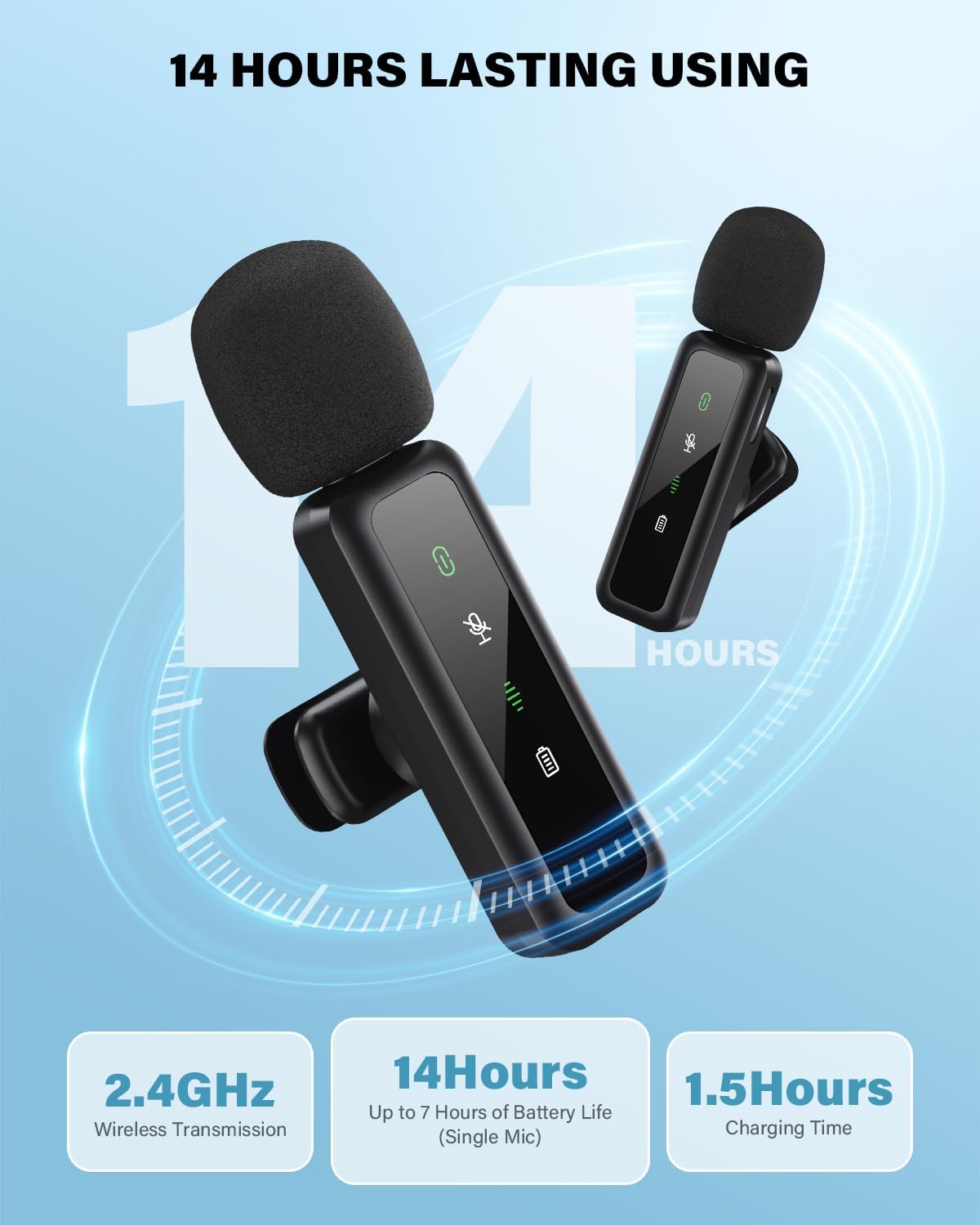 Detalle 2 de Wireless Lavalier Microphone, 2-Pack