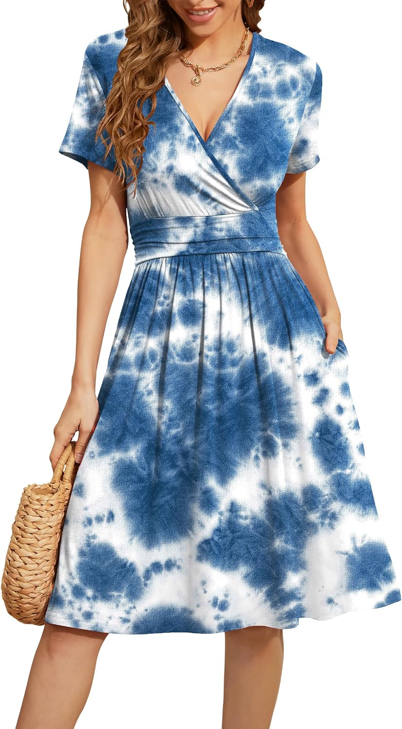 Detalle 2 de WEACZZY Women's Summer V-Neck Floral Dress with Pockets